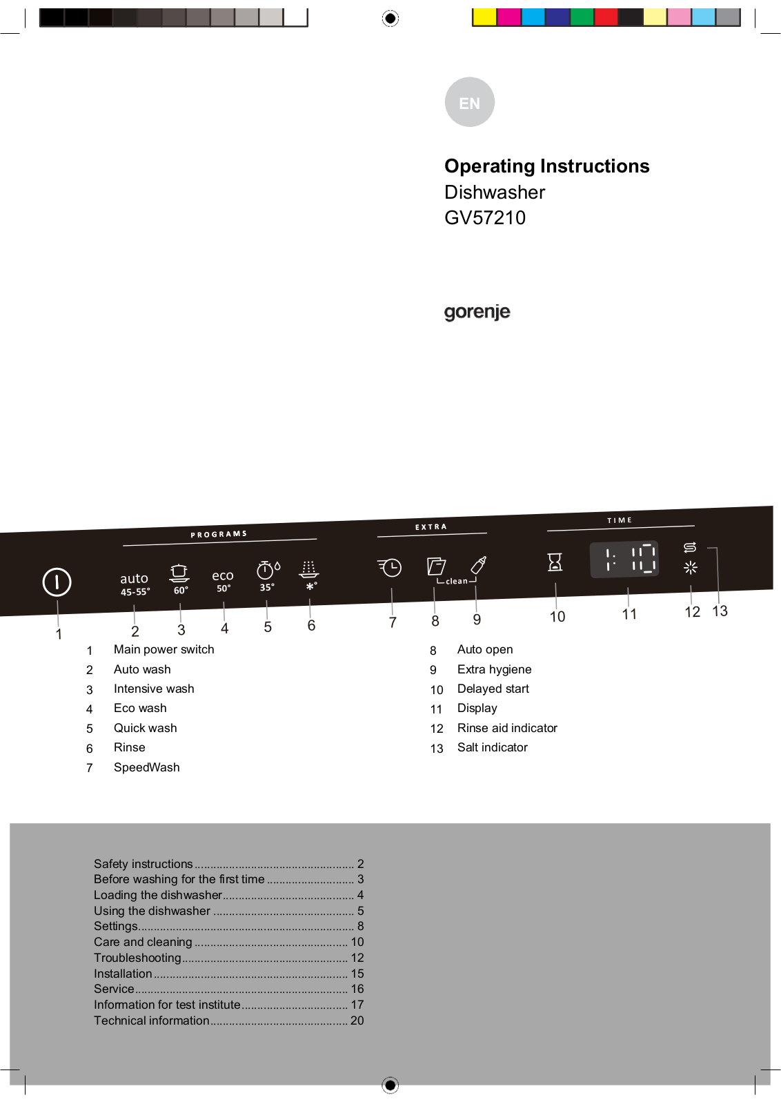 Gorenje GV57210 operation manual