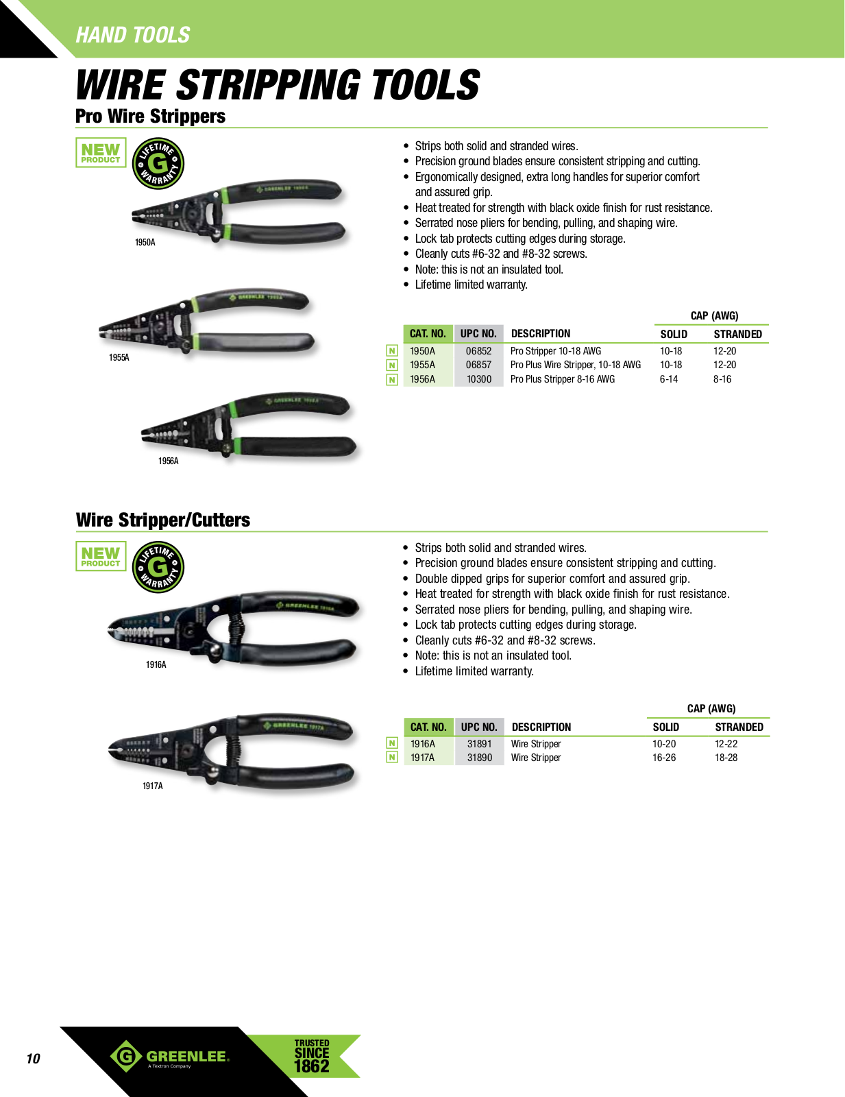 Greenlee Wire Stripping Tool Catalog Page