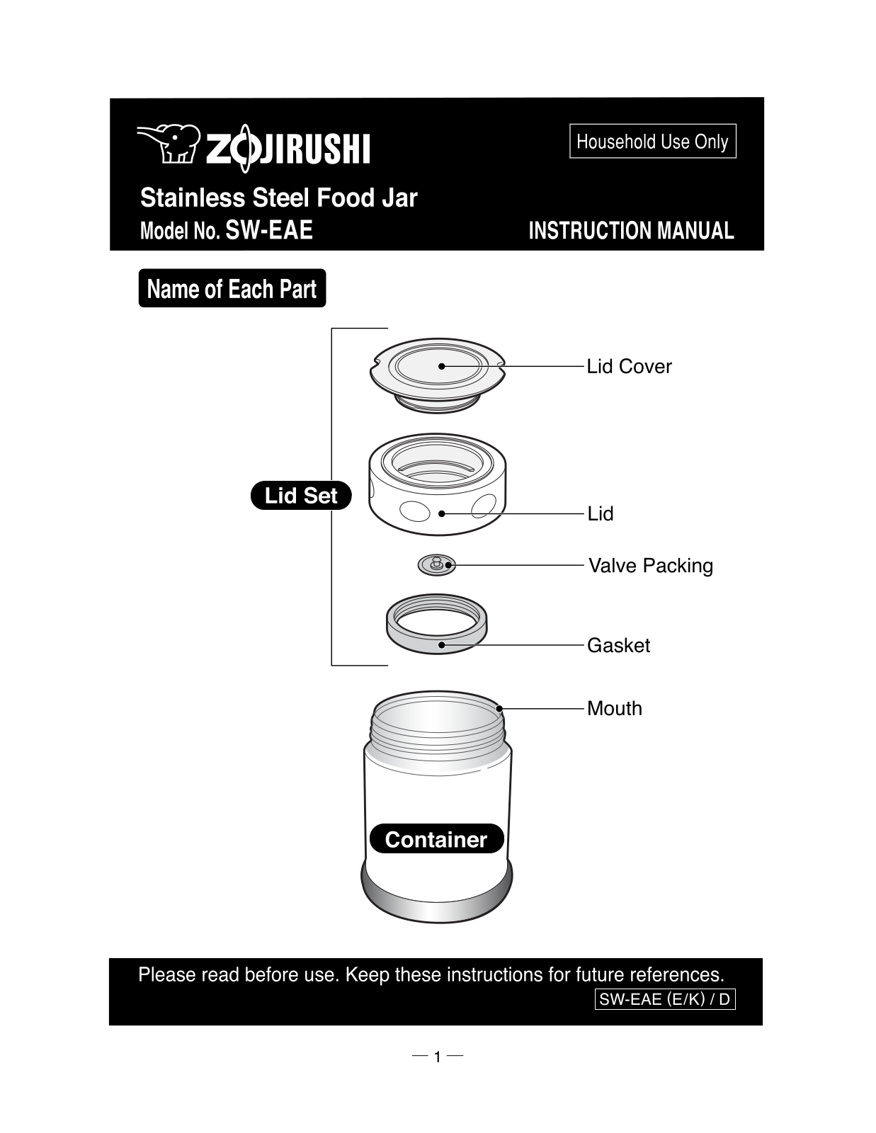 Zojirushi SW-EAE35-50 Owner's Manual