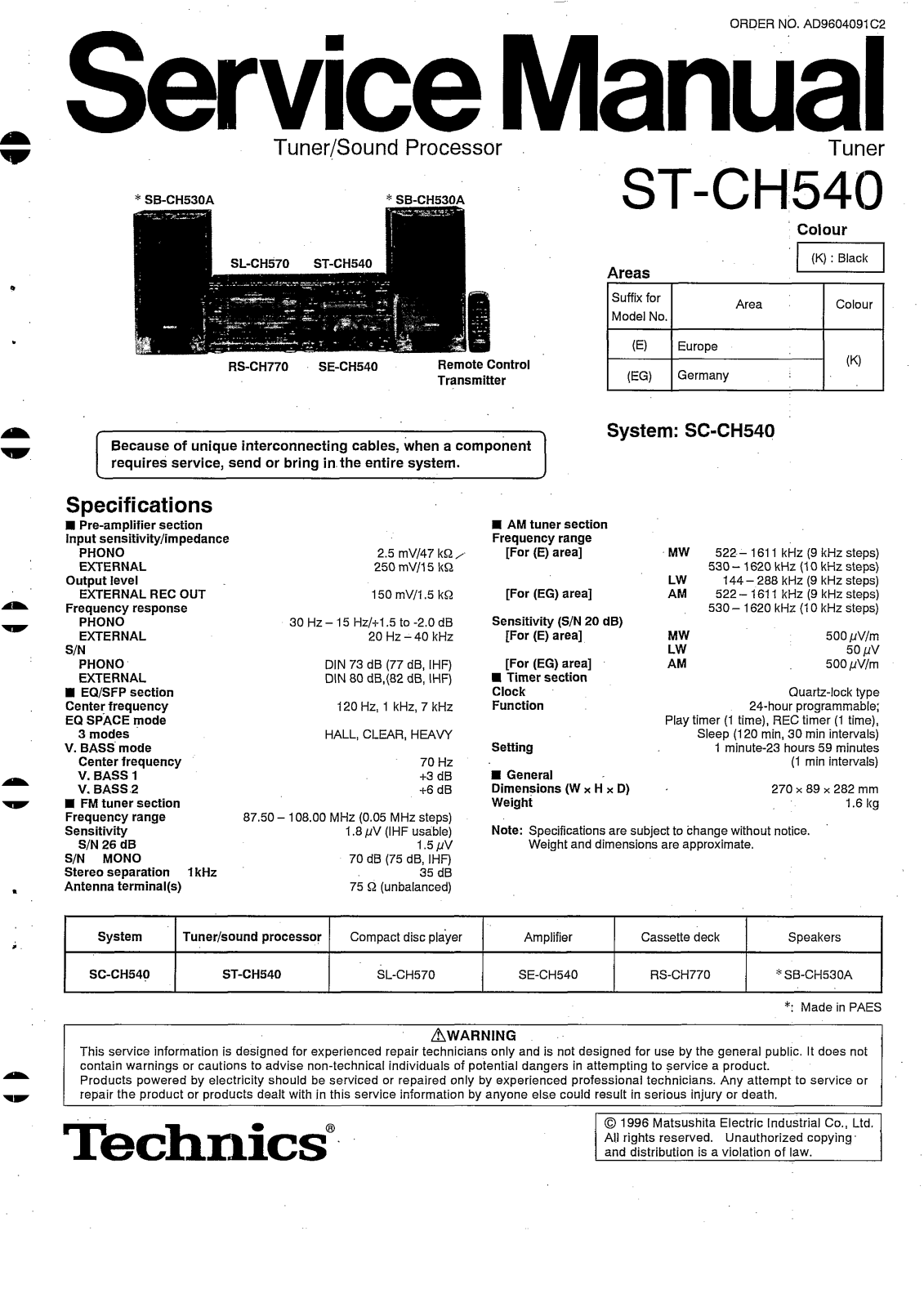 Sony STCH-540 Service manual