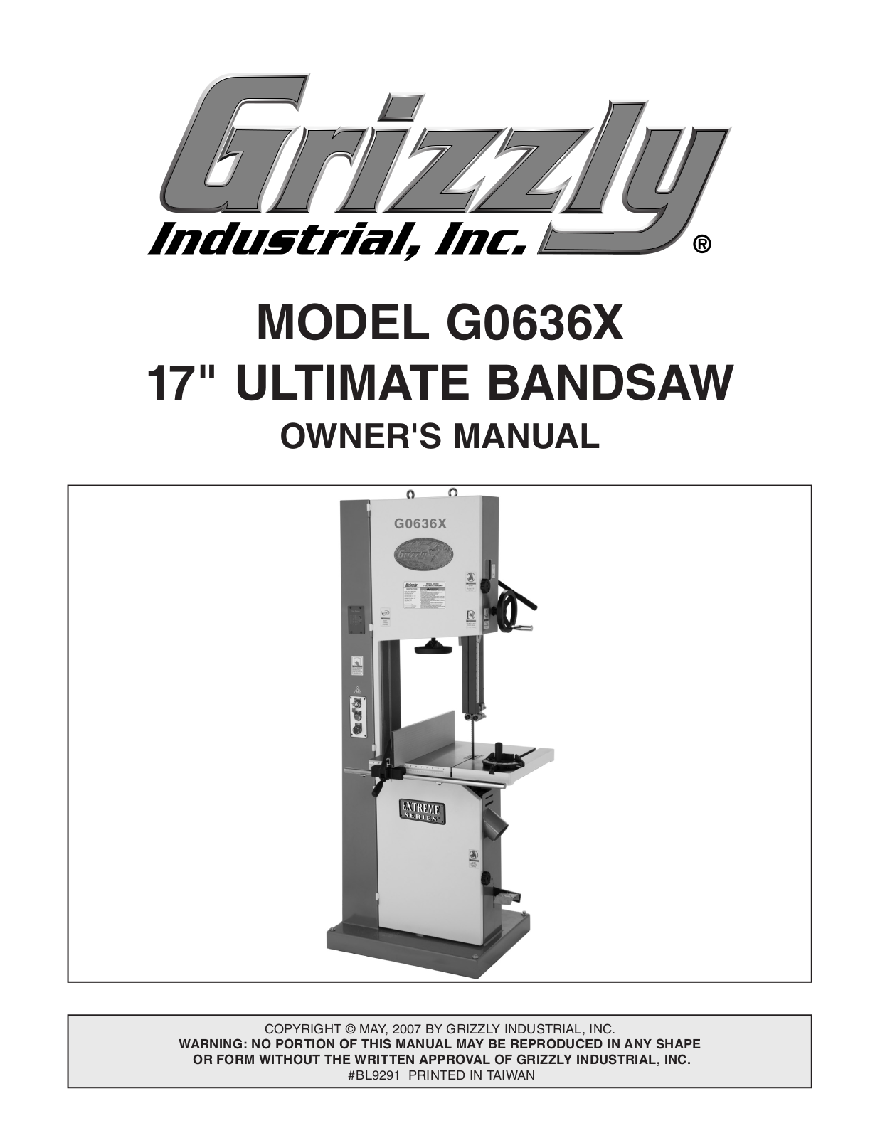 Grizzly G0636X User Manual