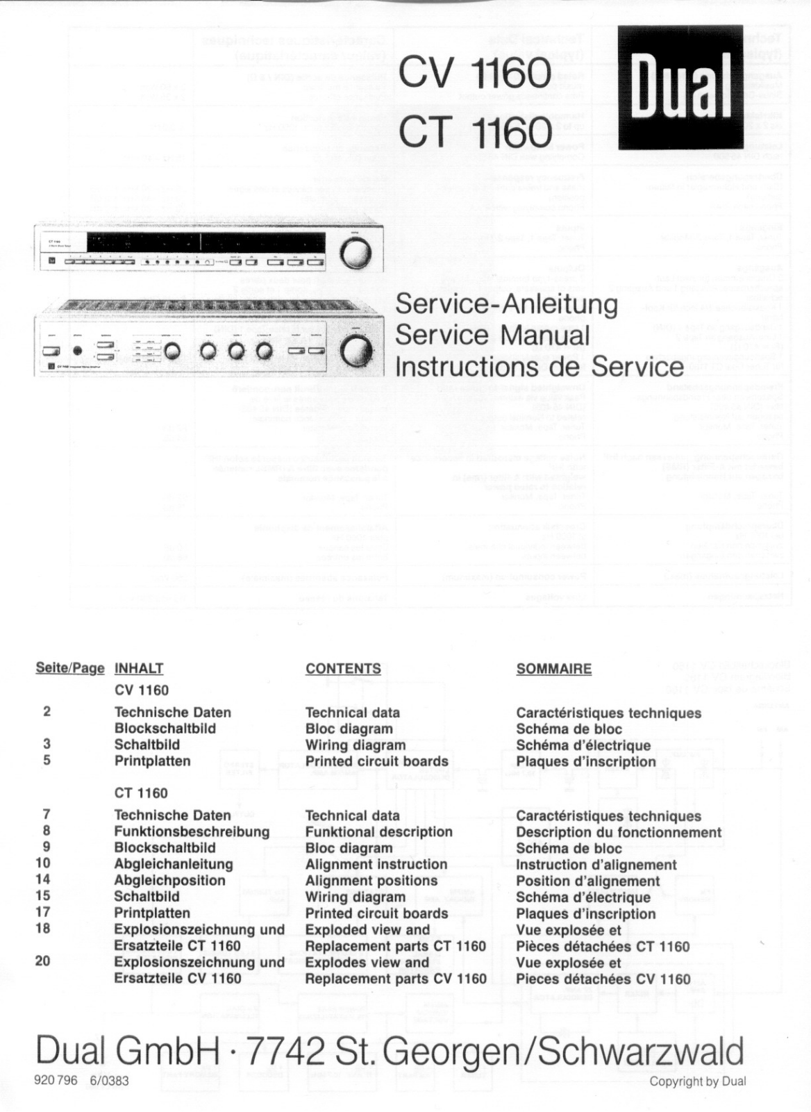 Dual CV-1160 Service manual