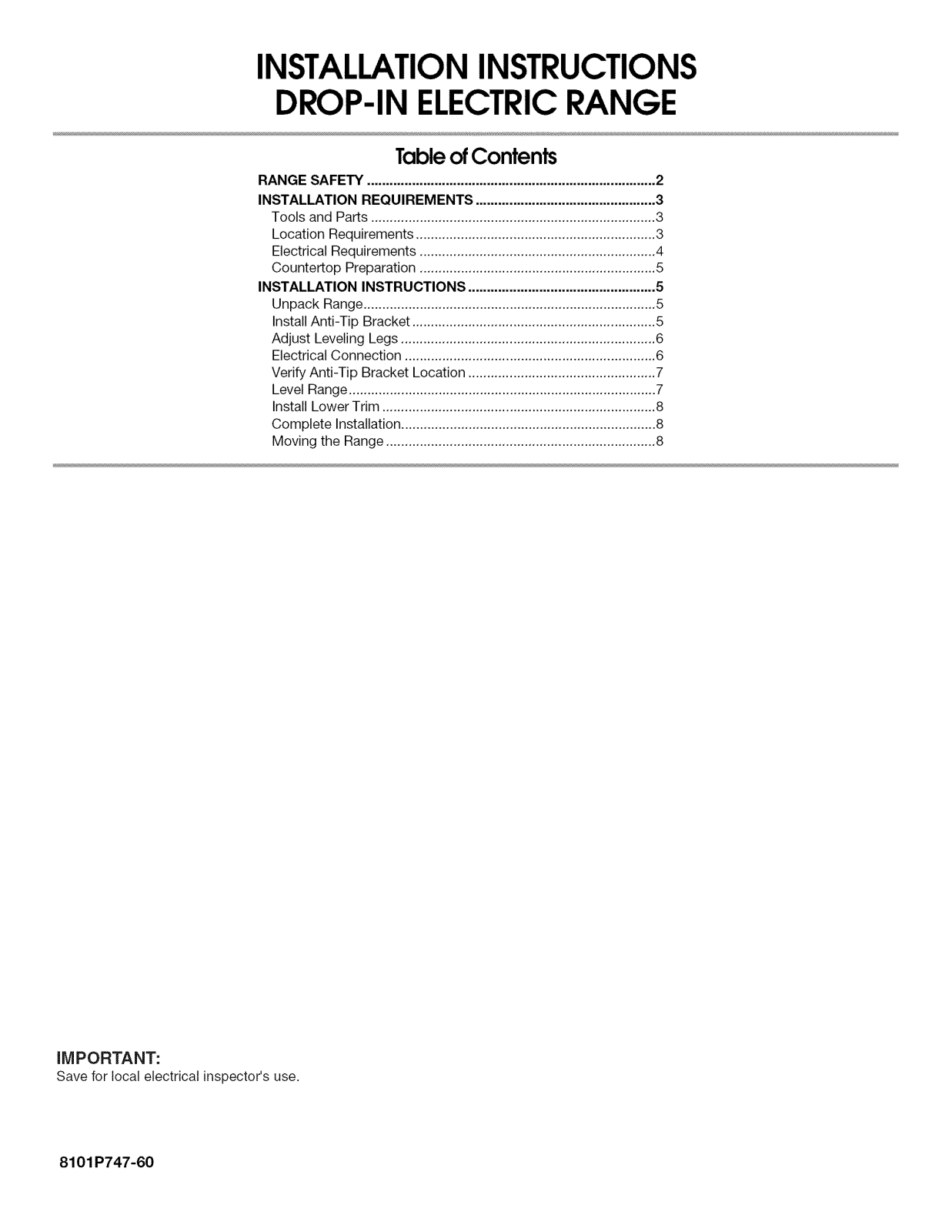 Whirlpool WDE350LVS01, WDE350LVT01, WDE350LVB01, WDE350LVQ0, WDE350LVQ01 Installation Guide