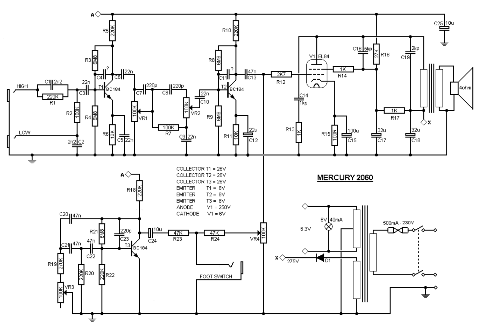 Marshall 2060-Mercury Schematic