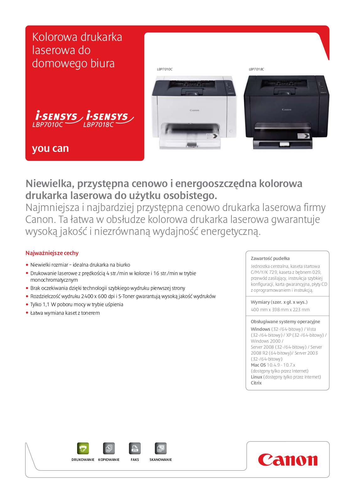 Canon I-SENSYS LBP7010C, I-SENSYS LBP7018C BROCHURE