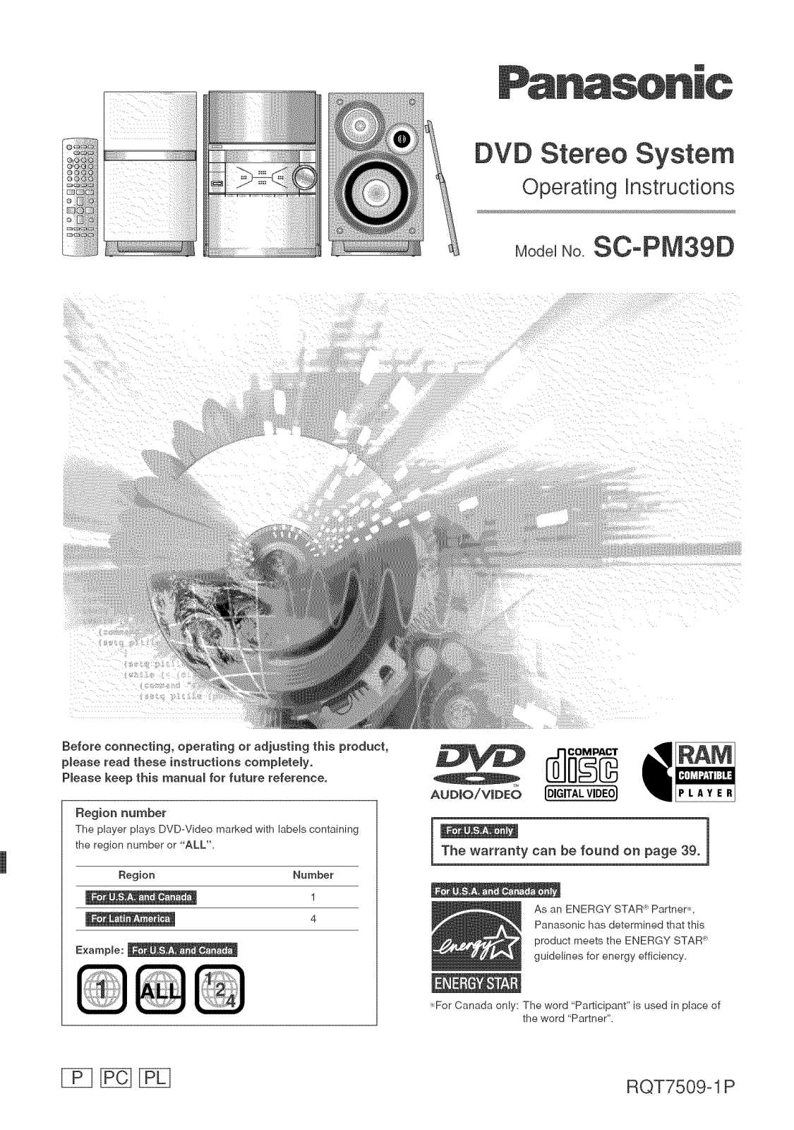 Panasonic SB-PM39P, SA-PM39DP Owner’s Manual
