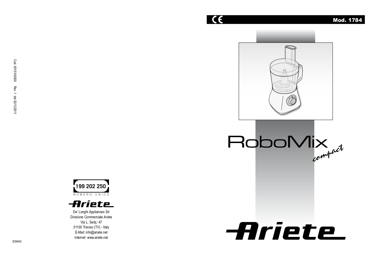 Ariete 1784 User Manual