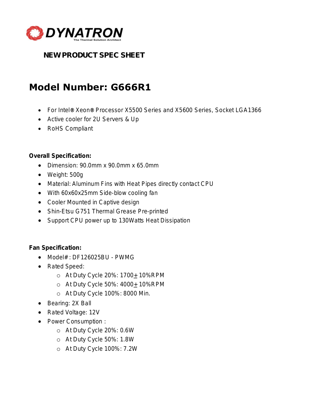 Dynatron G666 User Manual