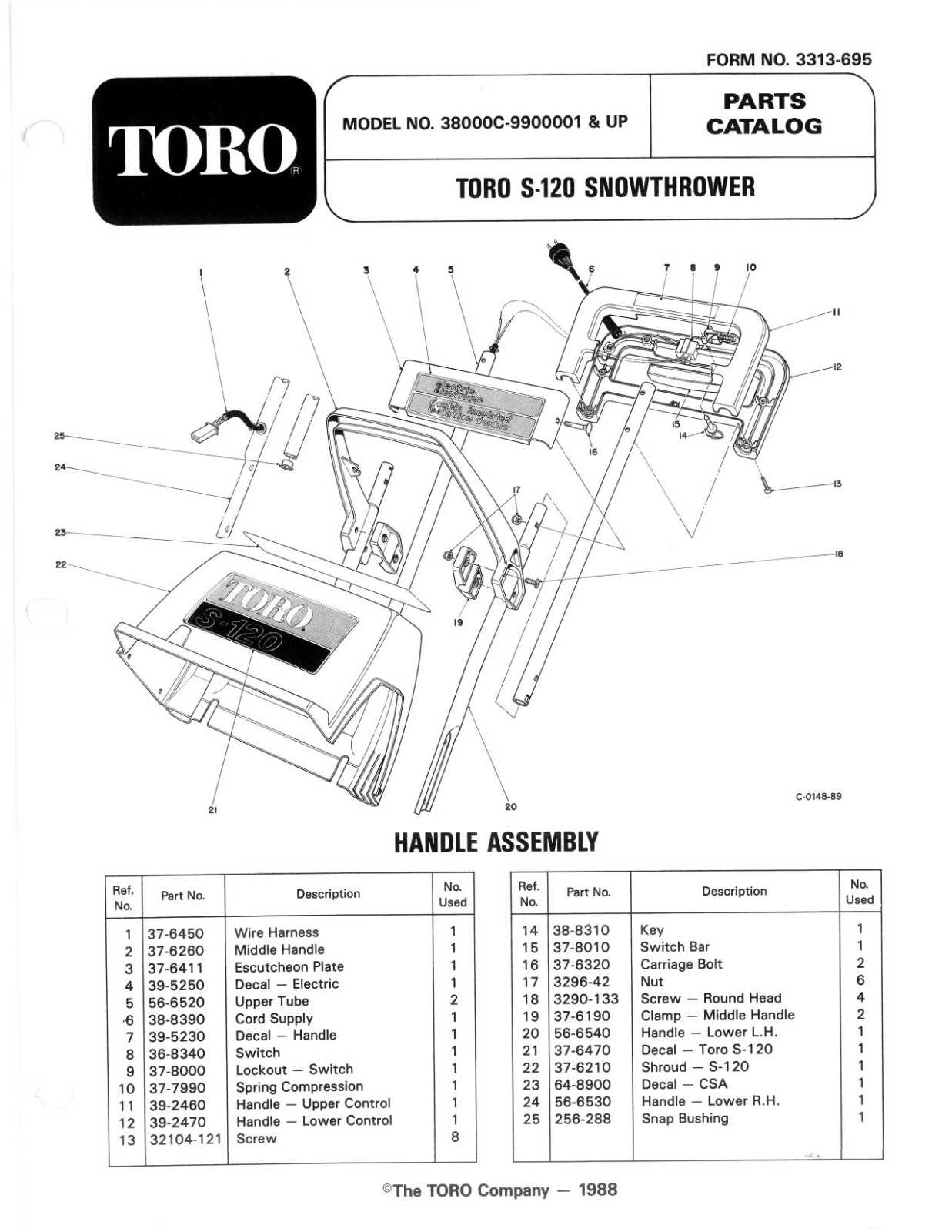 Toro 38000C Parts Catalogue