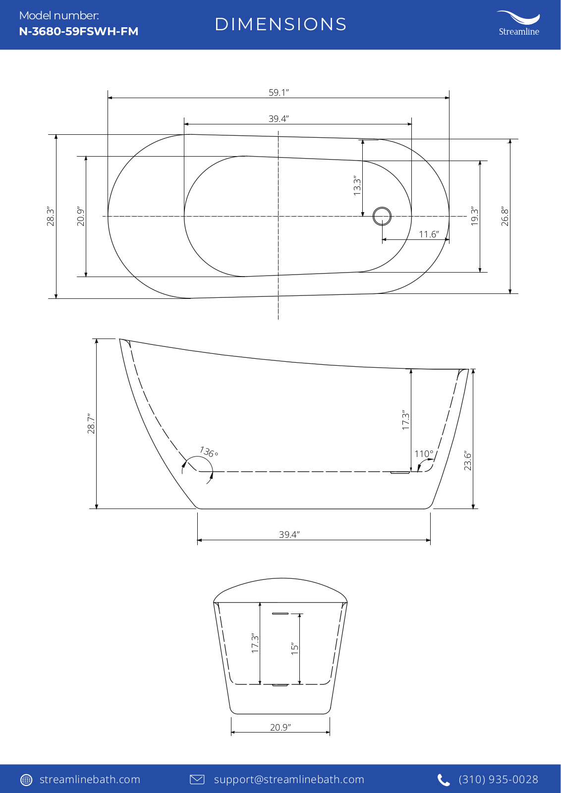 Streamline Bath SLBH6630 Dimensions - ManualMachine.com
