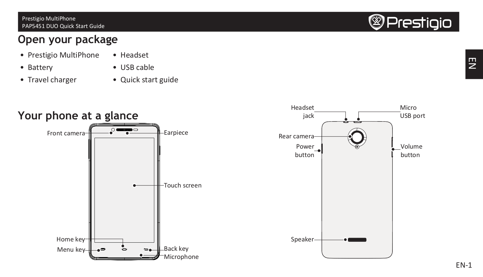 Prestigio PAP-5451 Duo Quick Start Guide