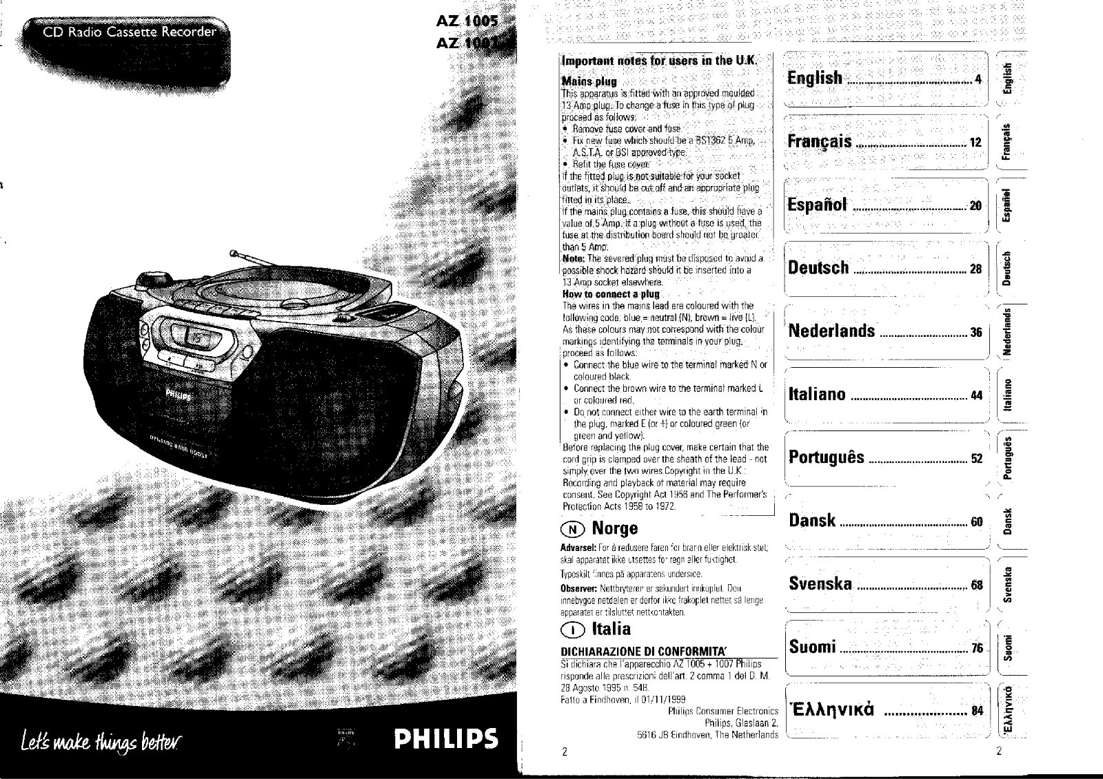 Philips AZ1007/00, AZ1005/05, AZ1005/00 User Manual