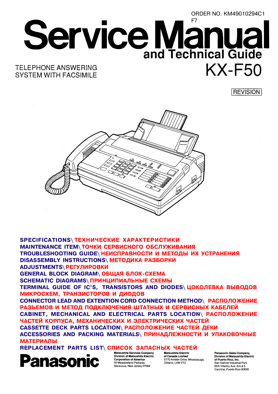 panasonic kx f50 Service Manual