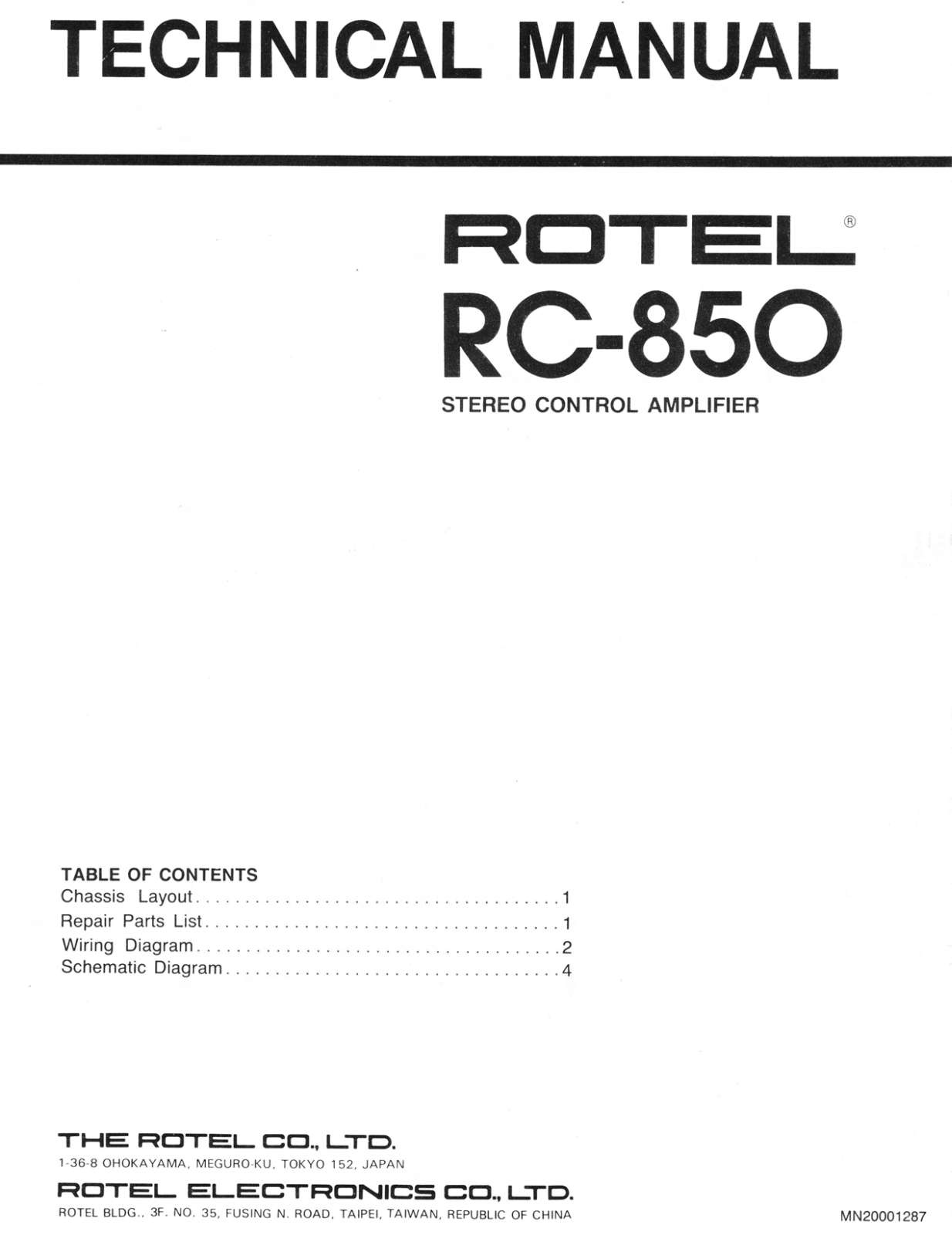 Rotel RC-850 Service manual