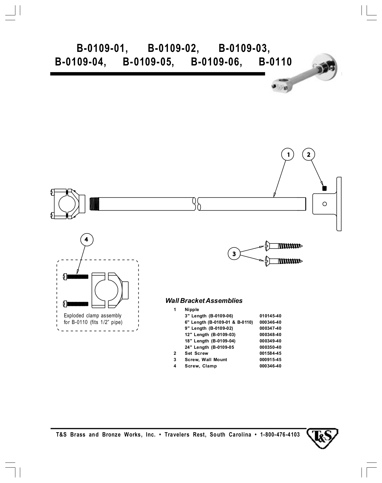 T&S Brass B-0109-01 Parts List