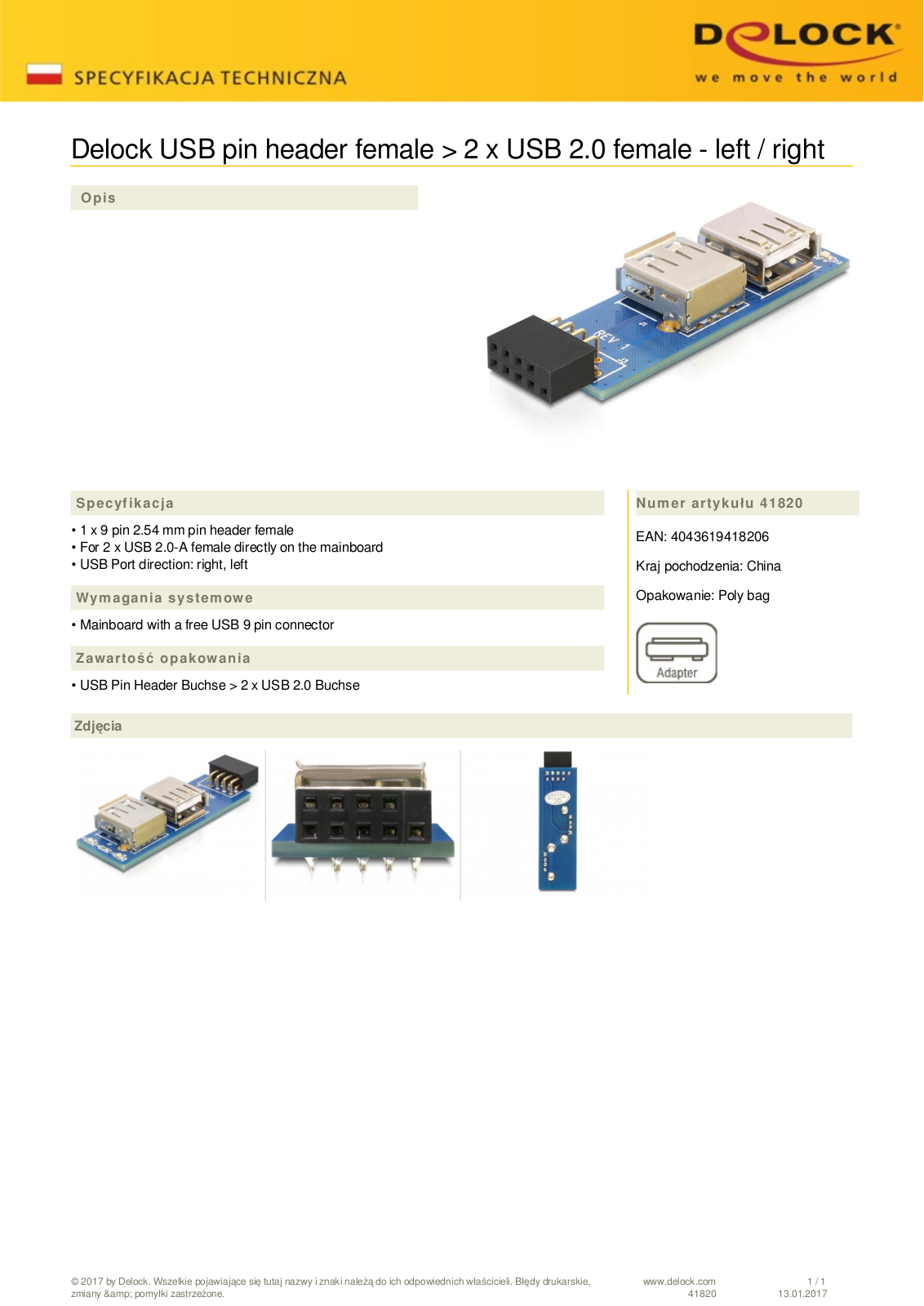 DeLOCK external-internal USB 2.0 converter User Manual