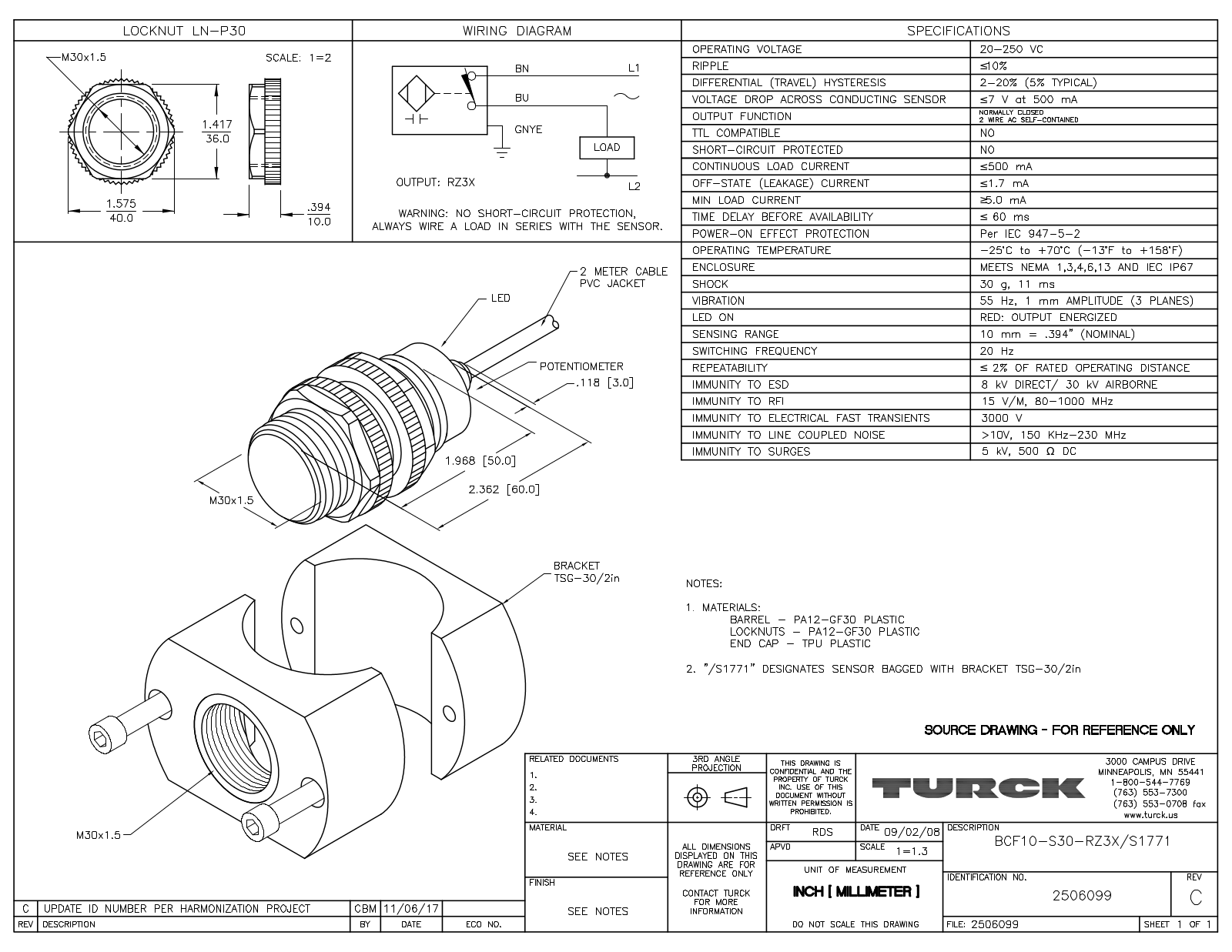 Turck BCF10-S30-RZ3X/S1771 Data Sheet