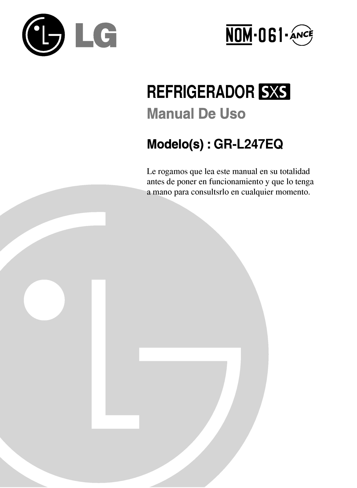 Lg GR-L247EQ User Manual