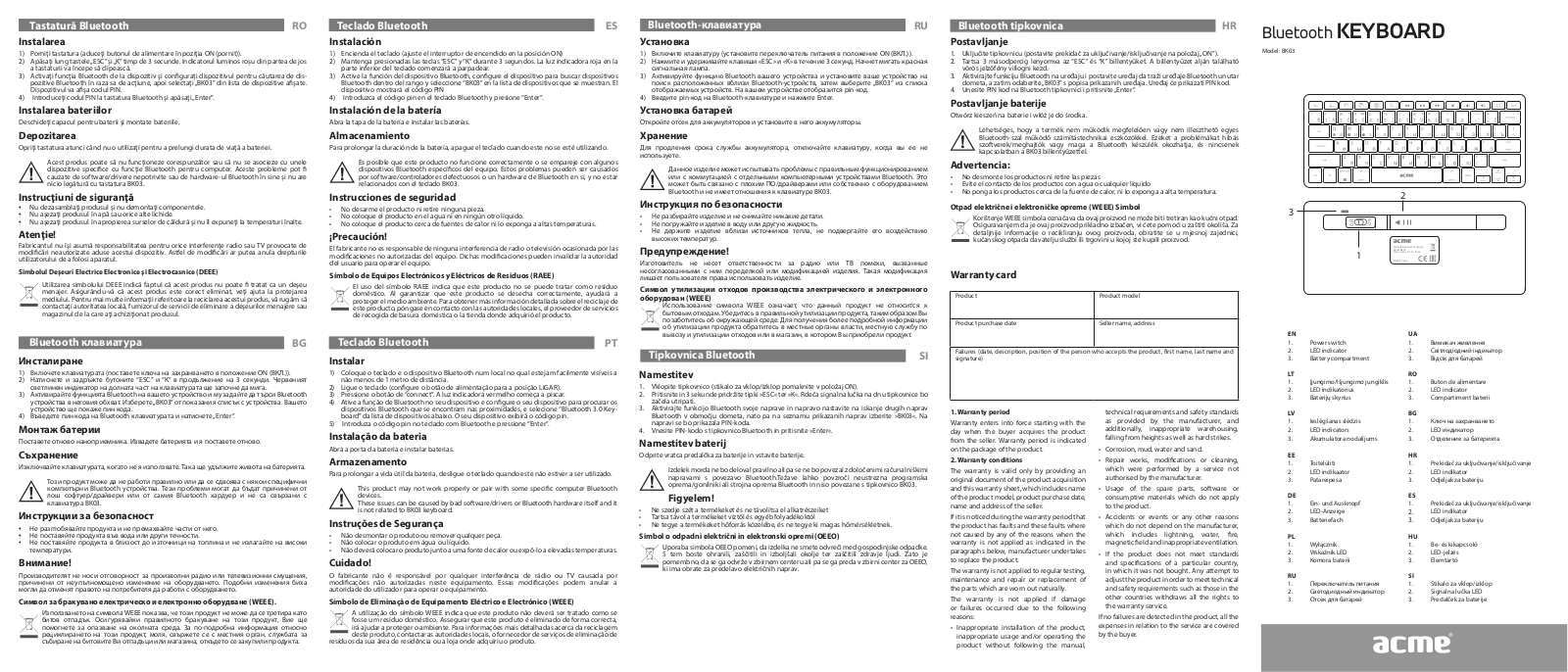 ACME BK03 operation manual