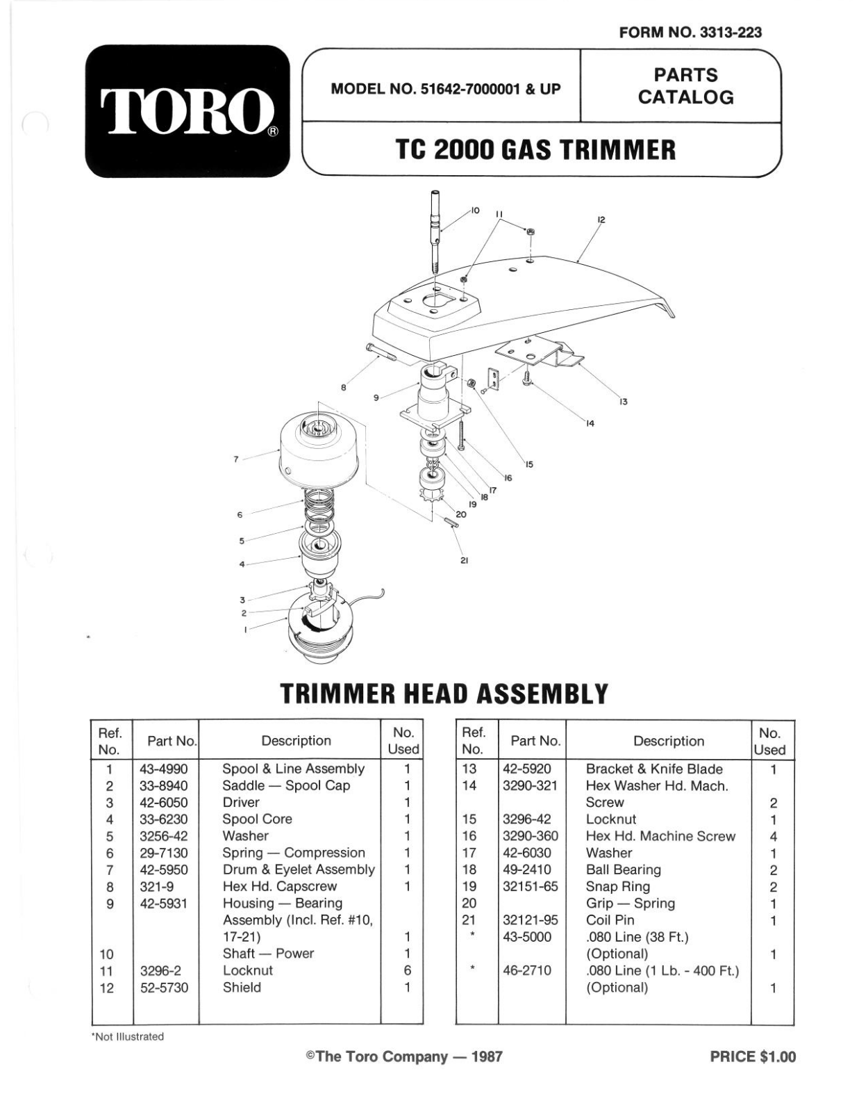 Toro 51642 Parts Catalogue