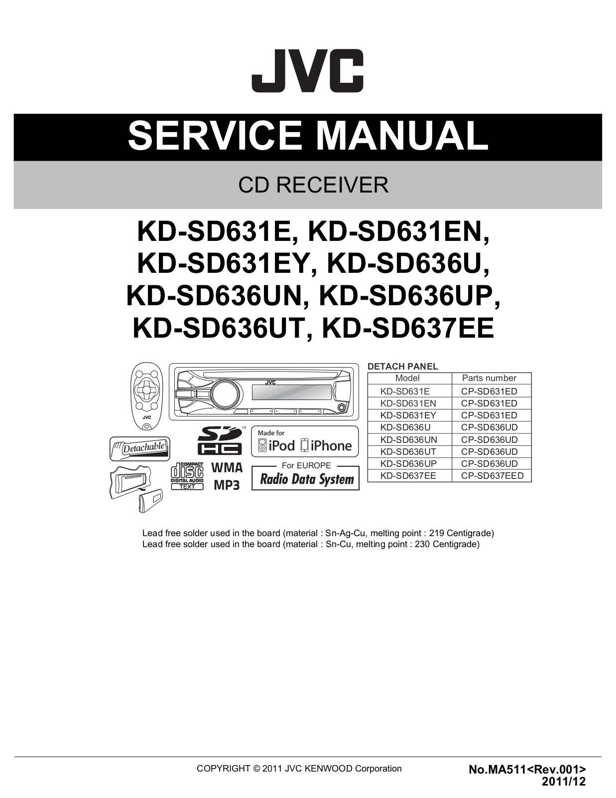 JVC KD-SD631, KD-SD636, KD-SD637 Service manual