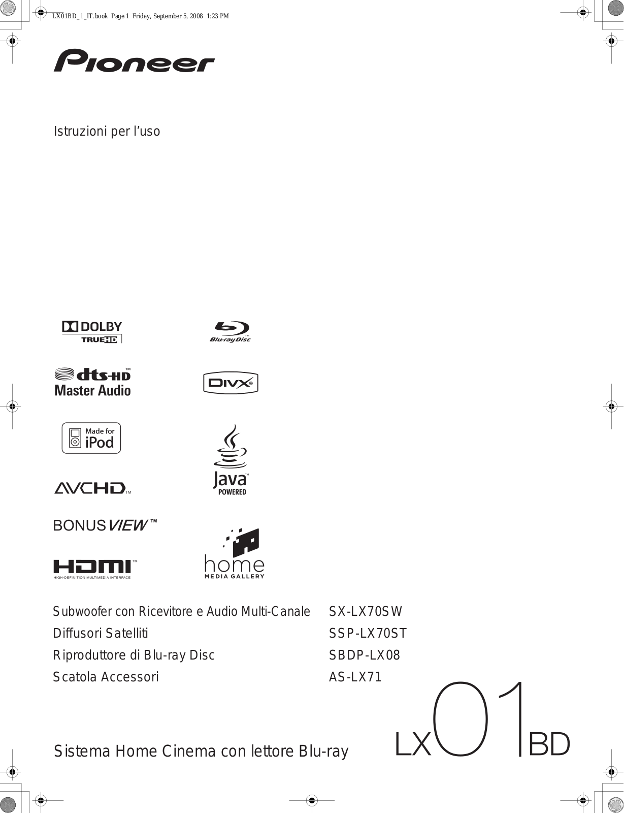 Pioneer LX01BD User Manual