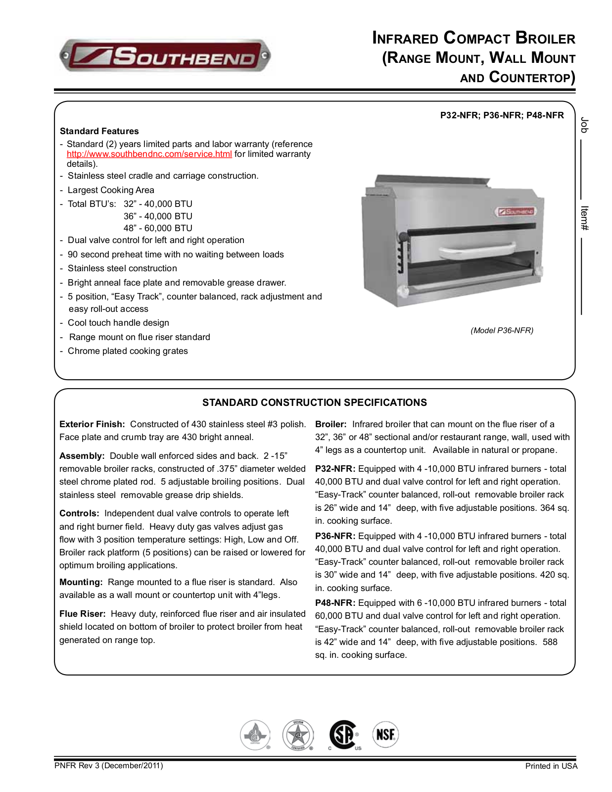 Southbend P32-NFR User Manual