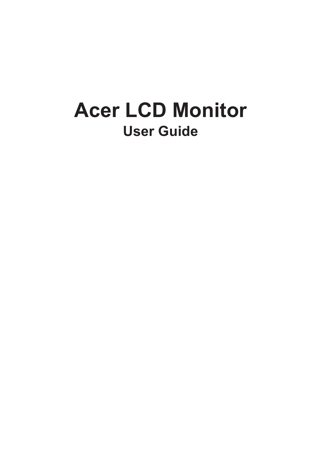 Acer LCD Monitor User Manual