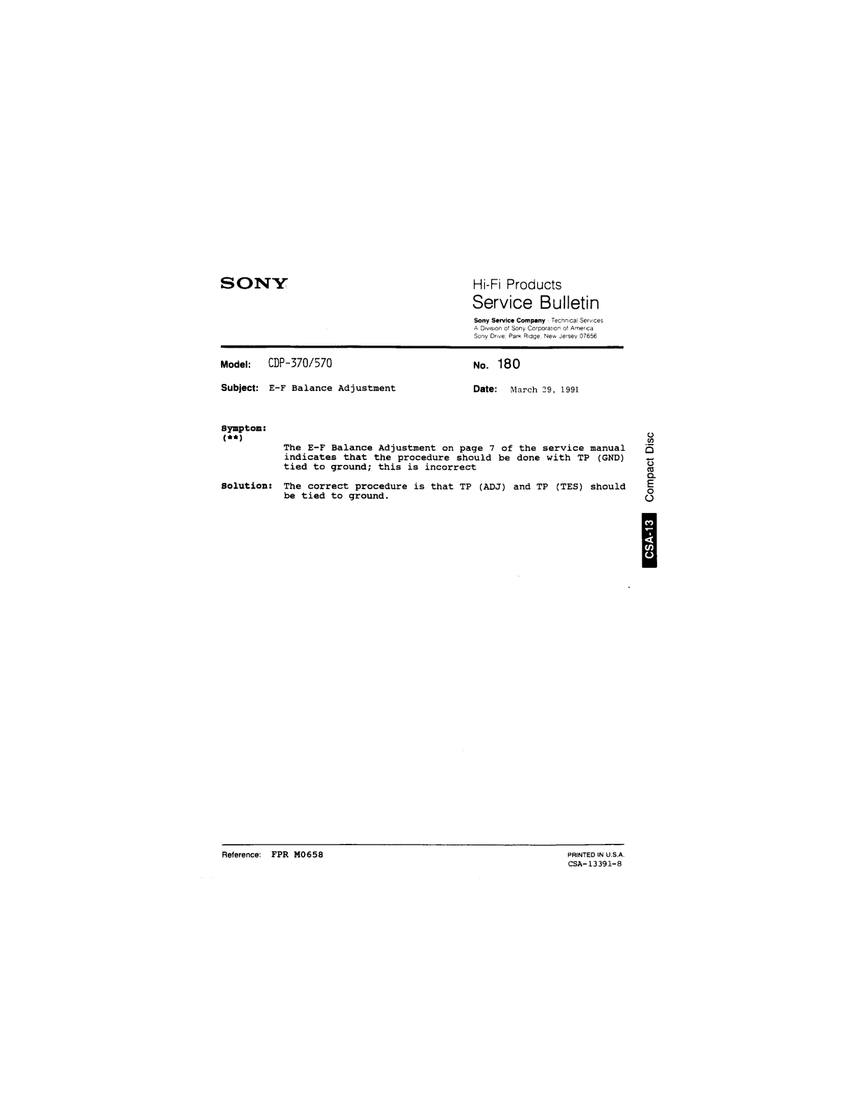 Sony CDP-370, CDP-570 Service Manual