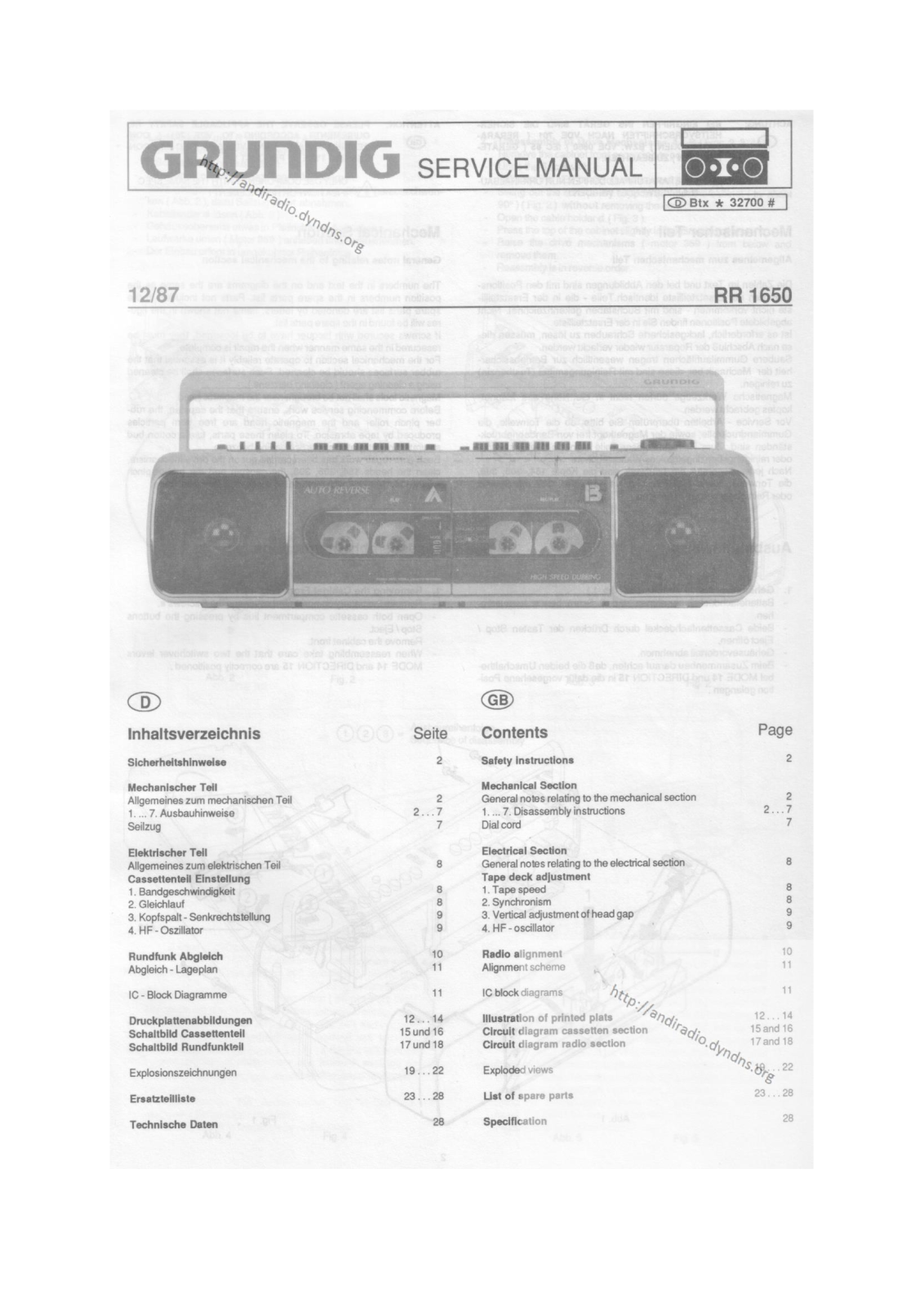 Grundig RR-1650 Service Manual