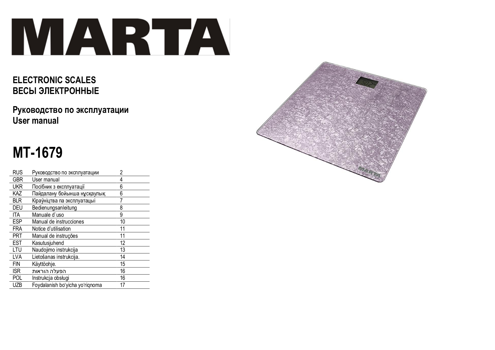 Marta MT-1679 User Manual