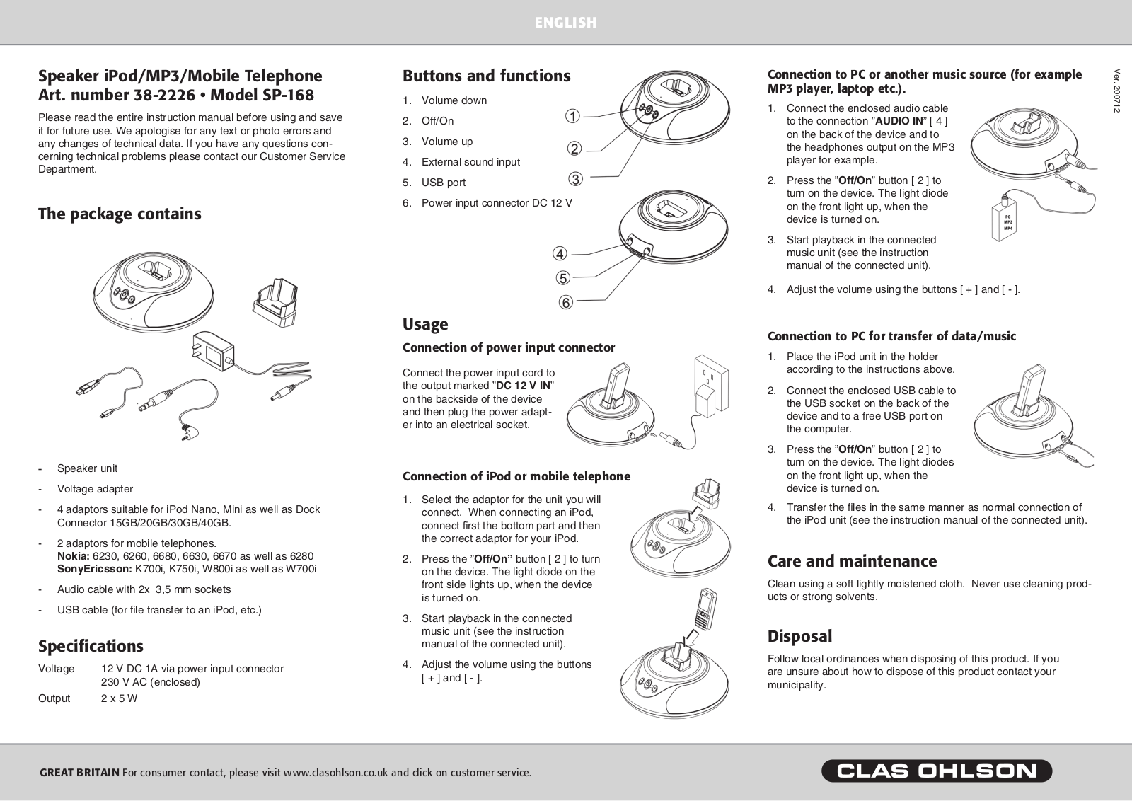 Clas Ohlson SP-168 User Manual - ManualMachine.com