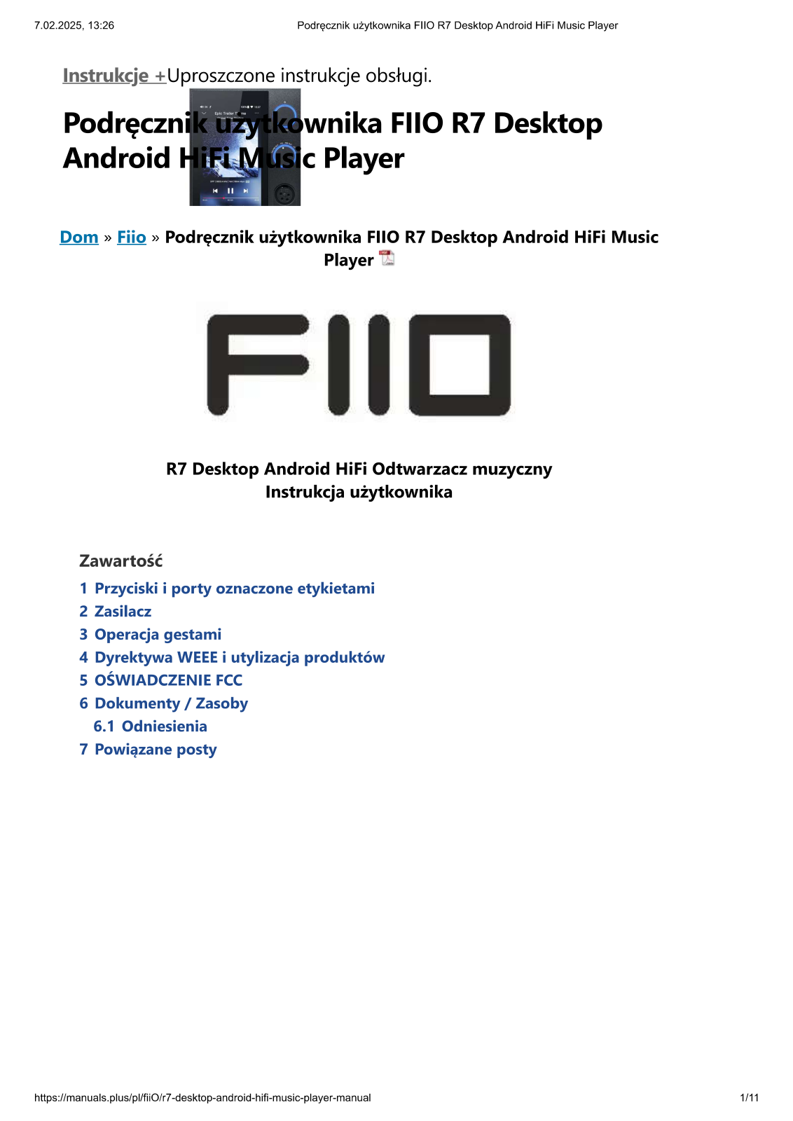 FiiO R7 User guide - ManualMachine.com