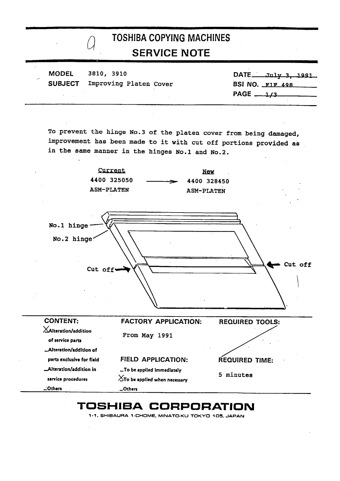 Toshiba f1f498 Service Note