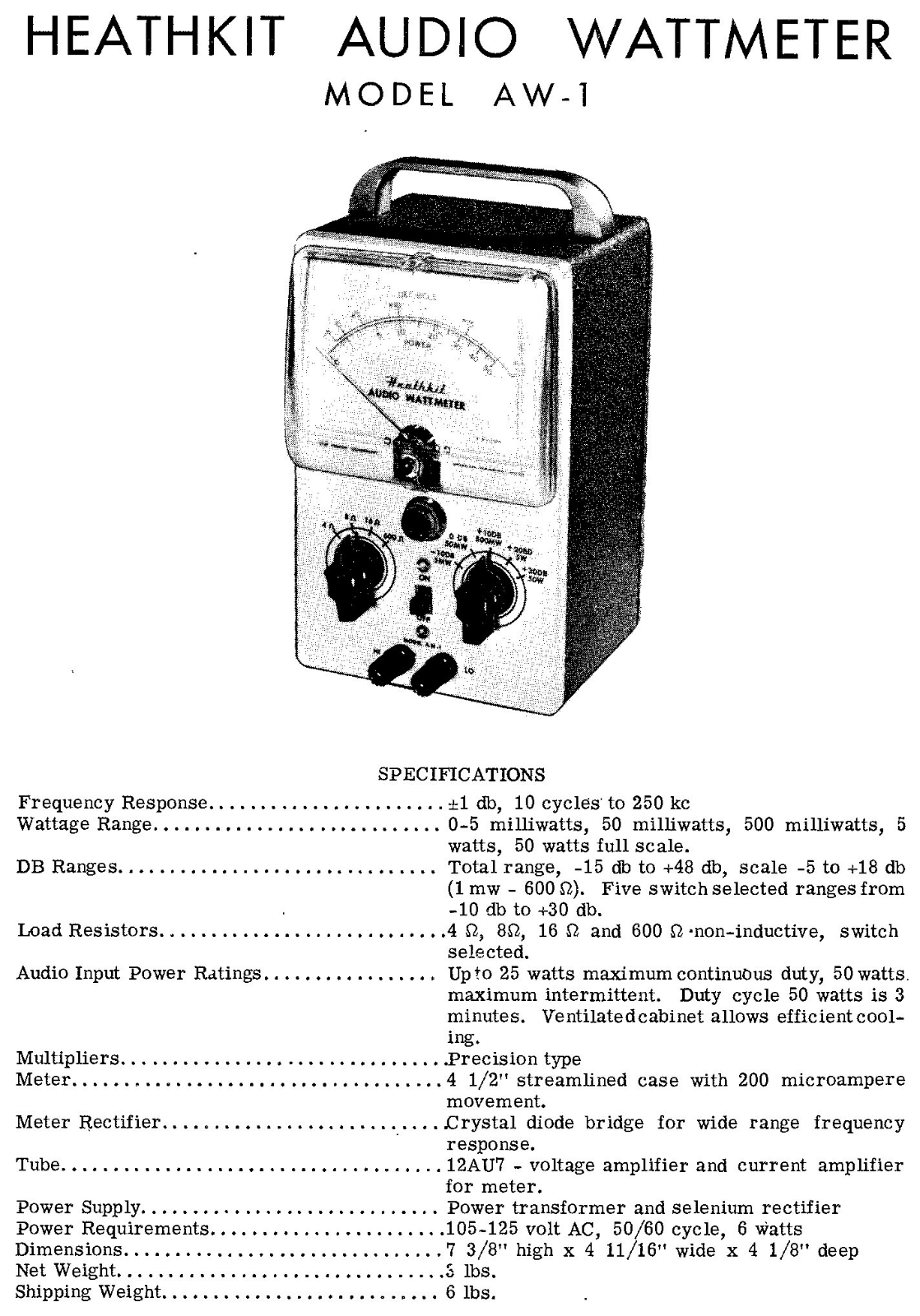 Heathkit AW-1 Schematic