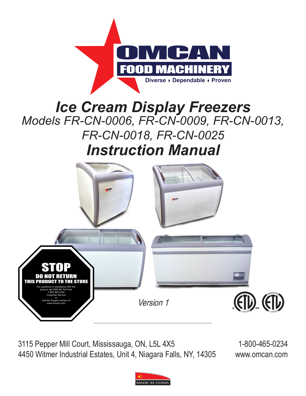 Omcan Food Machinery FR-CN-0006 Installation  Manual