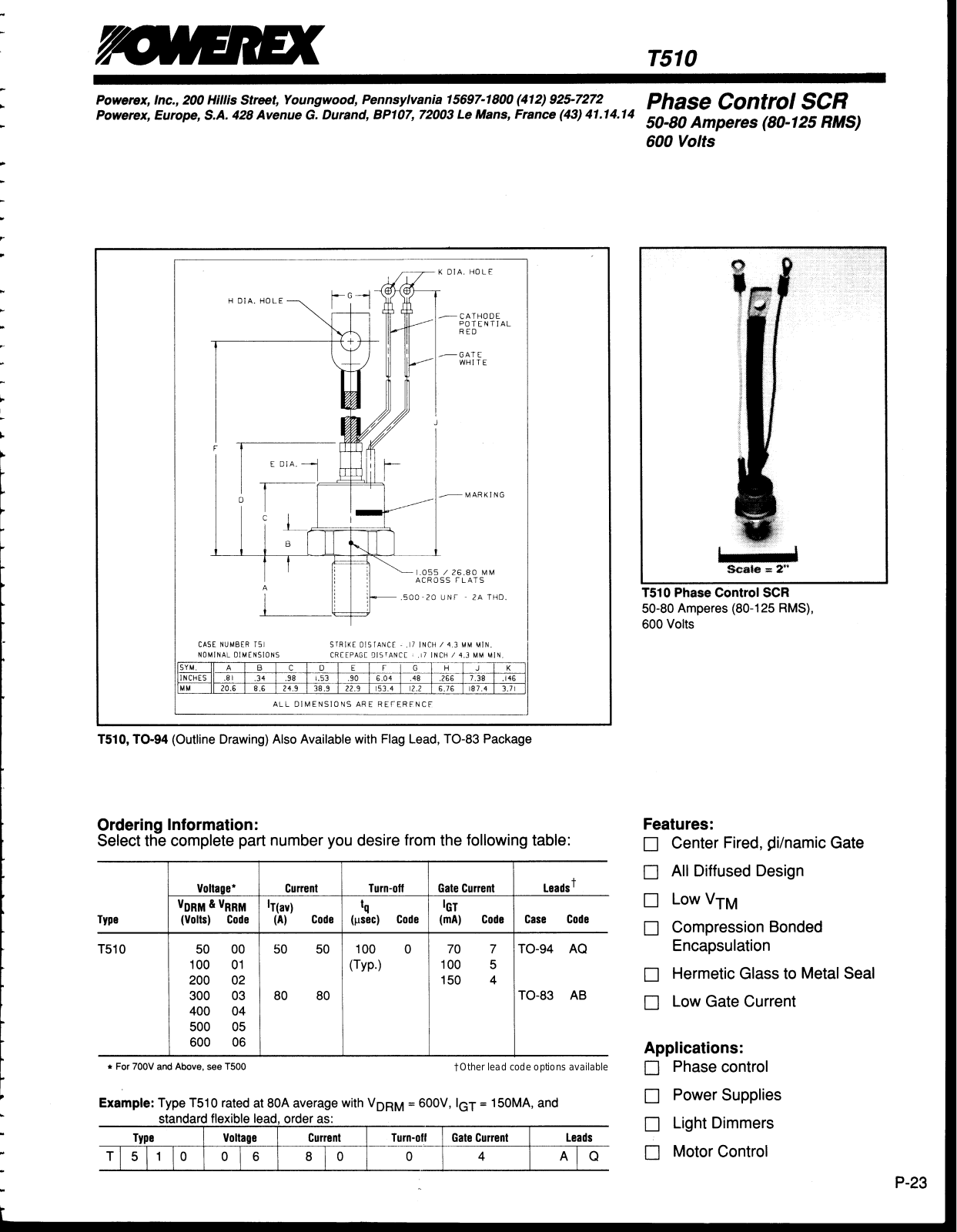 Powerex T510 Data Sheet