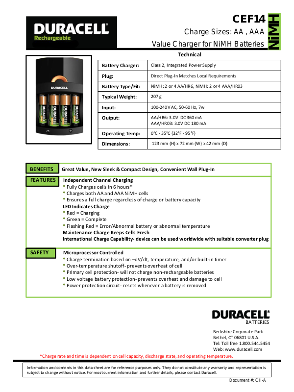 Duracell Cef Nc User Manual