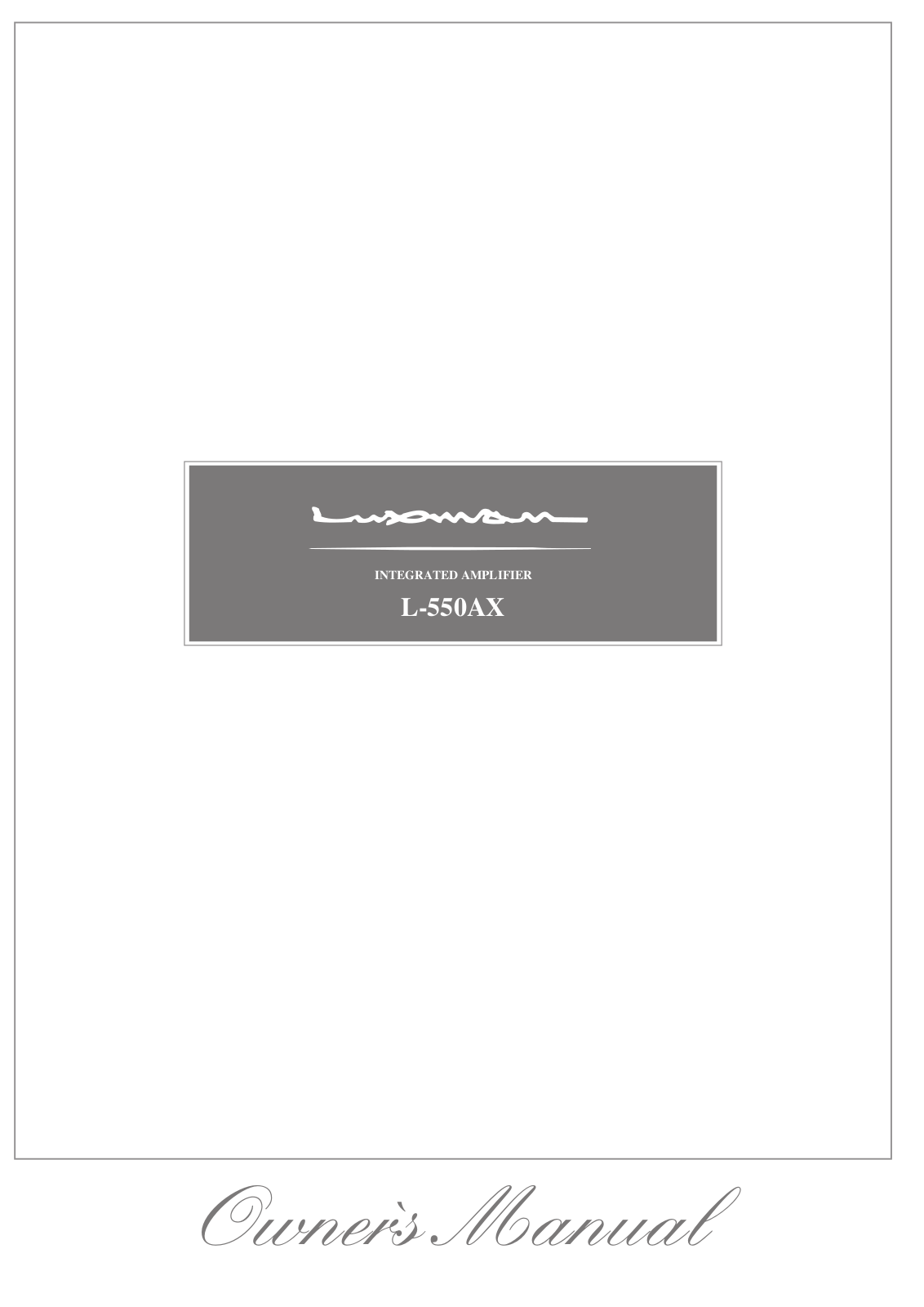 Luxman L-550AX User Manual