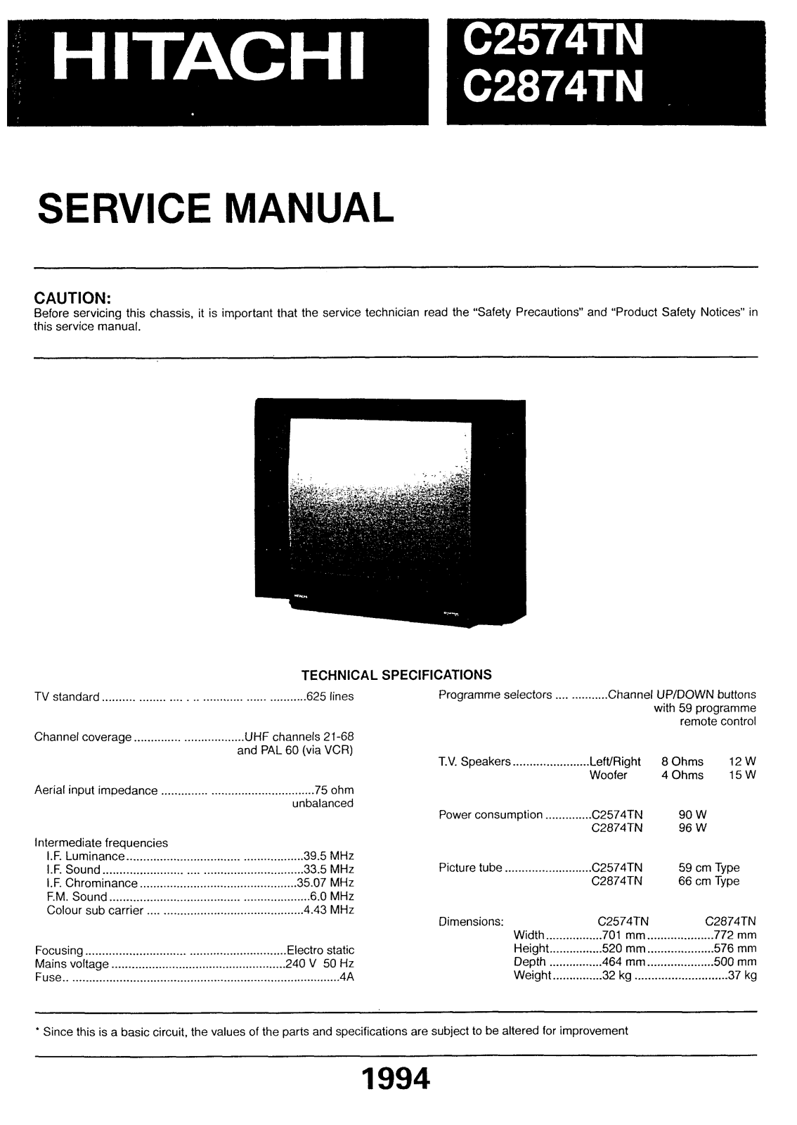 Hitachi C2574TN, С2874TN Service Manual