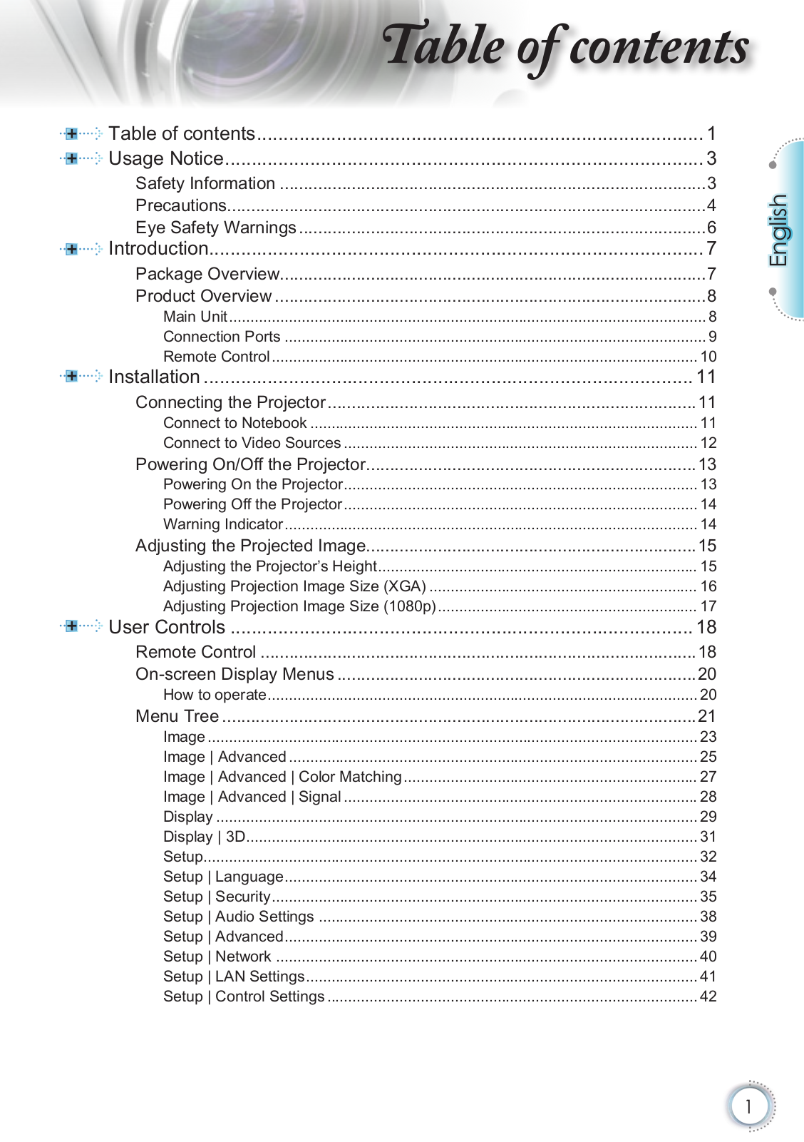 Optoma EH500, X600 User Guide