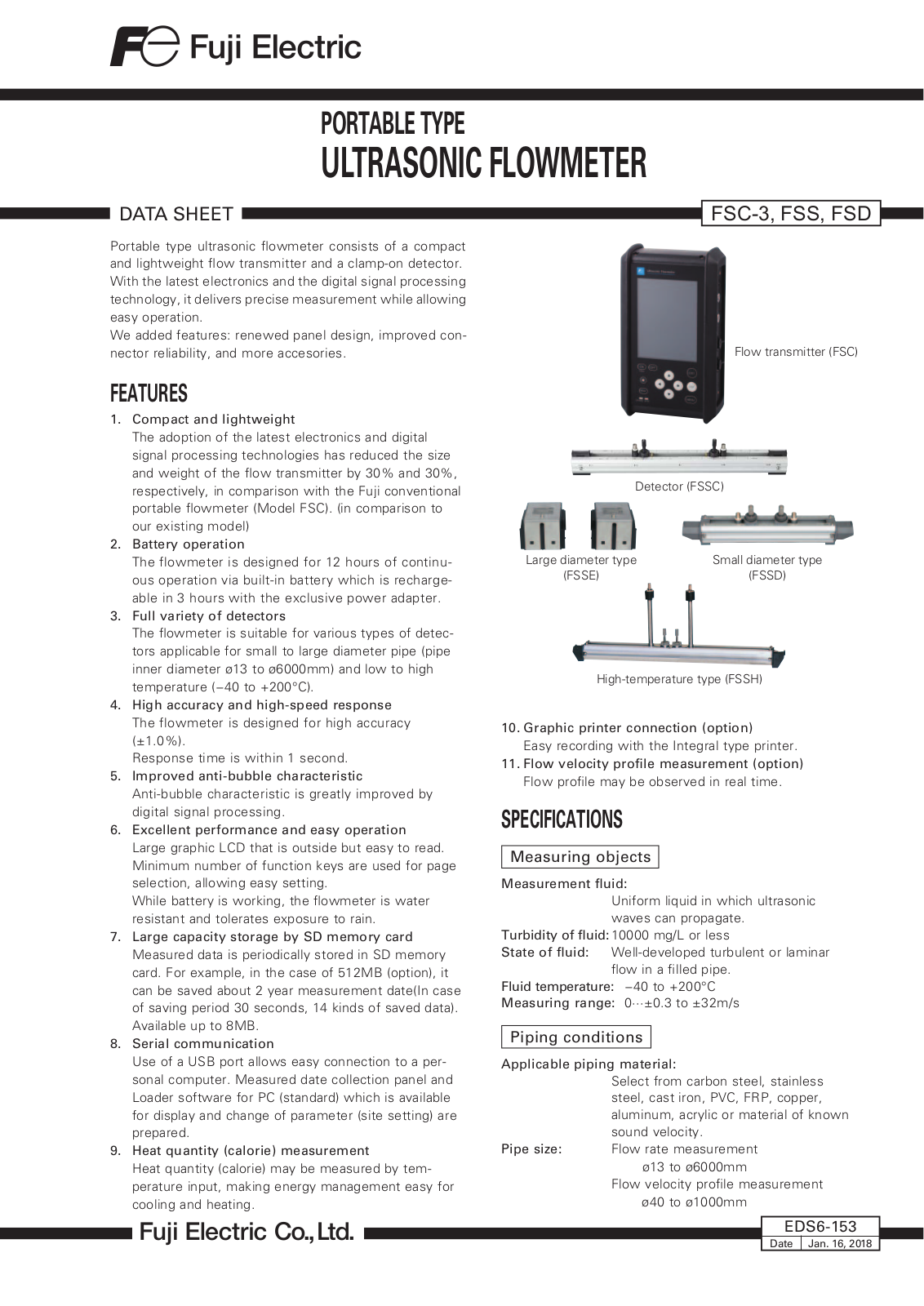 Fuji Electric FSC-3, FSS, FSD Specifications