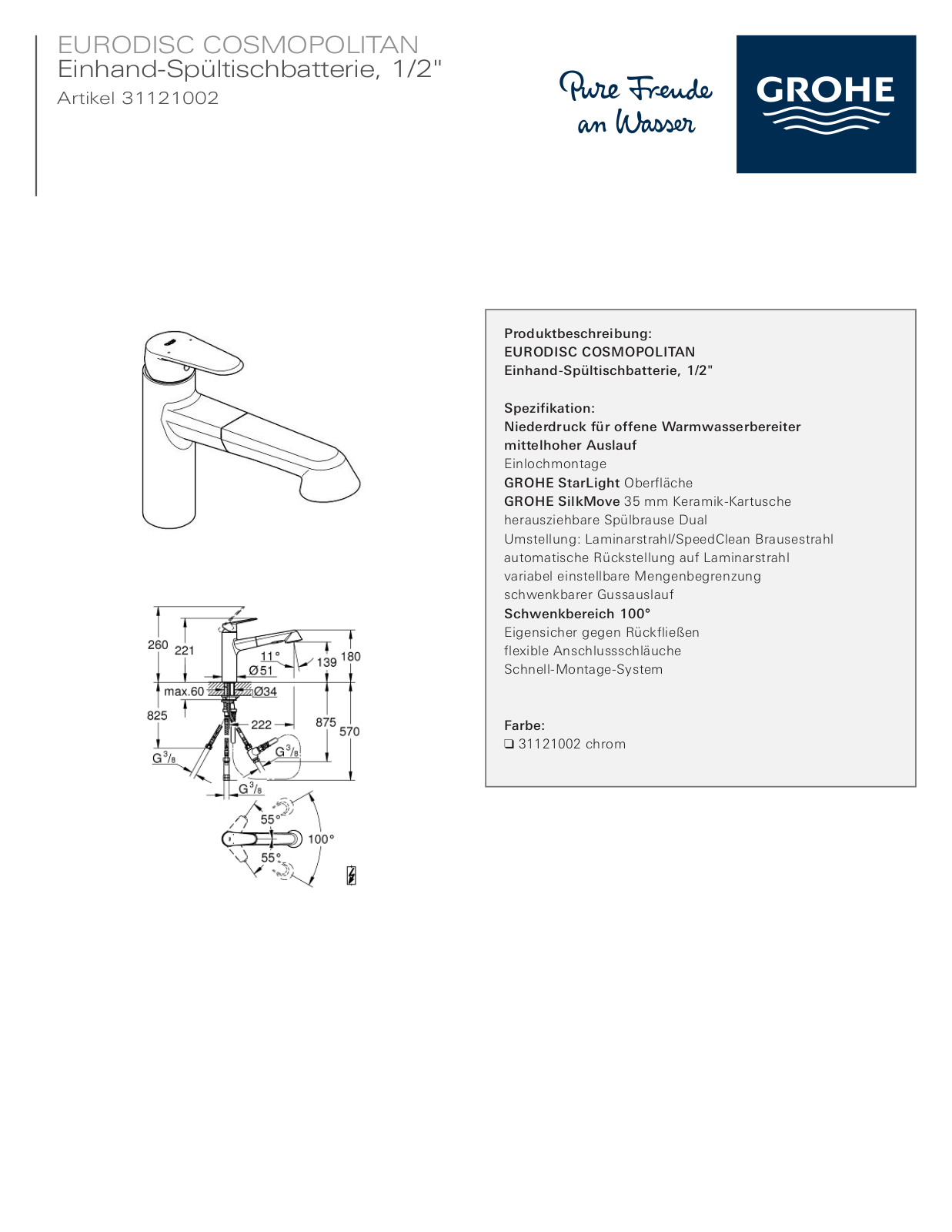 Grohe 31121002 Service Manual