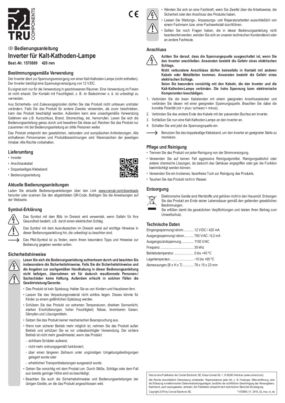 TRU COMPONENTS 720004 Operation Manual