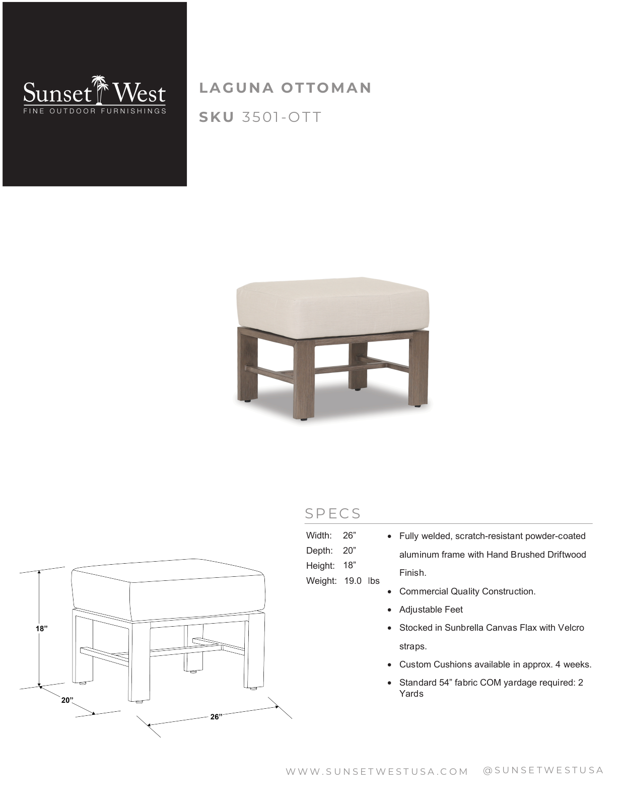 Sunset West XSW1562 Specifications - ManualMachine.com