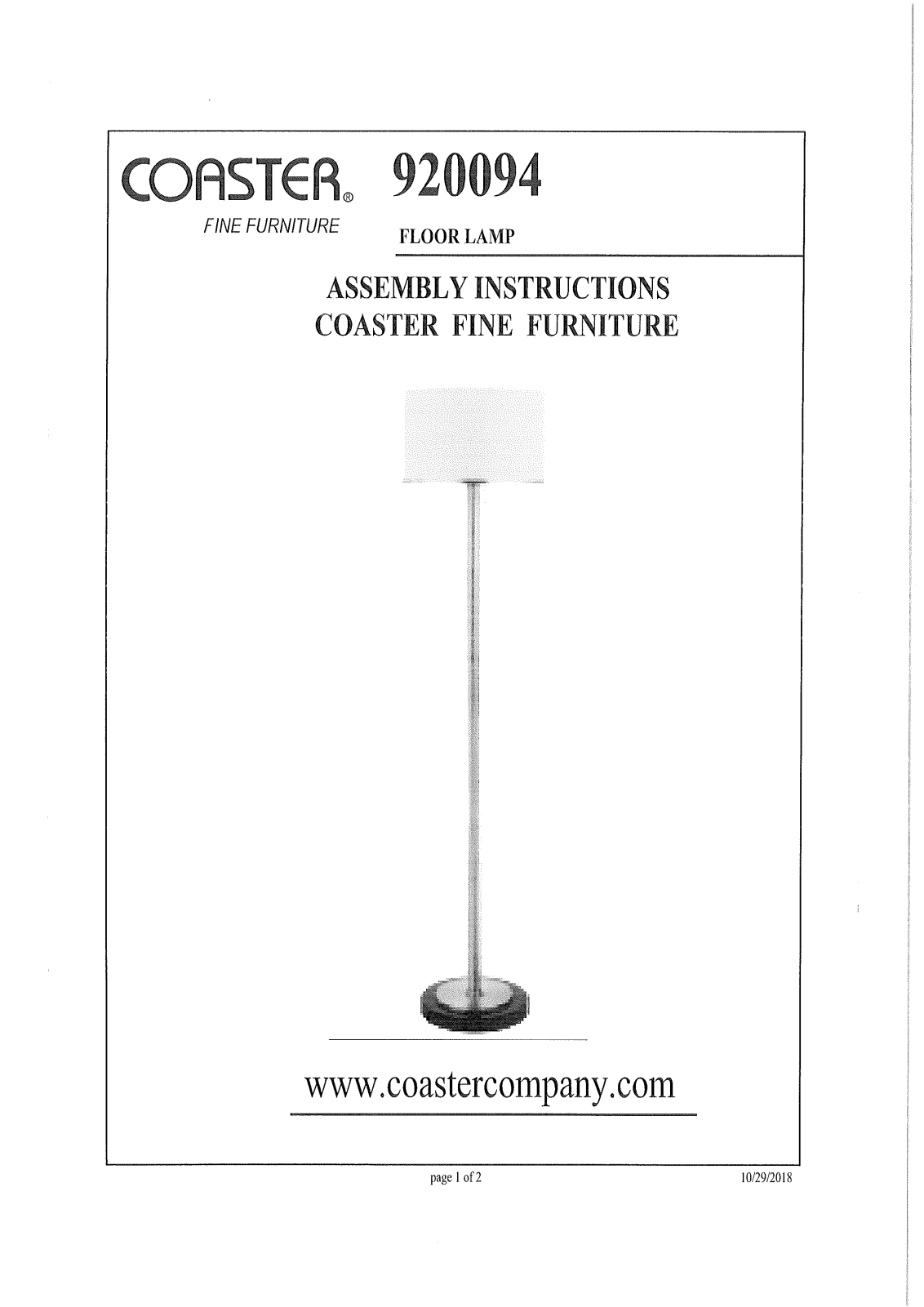 Coaster 920094 Assembly Guide - ManualMachine.com