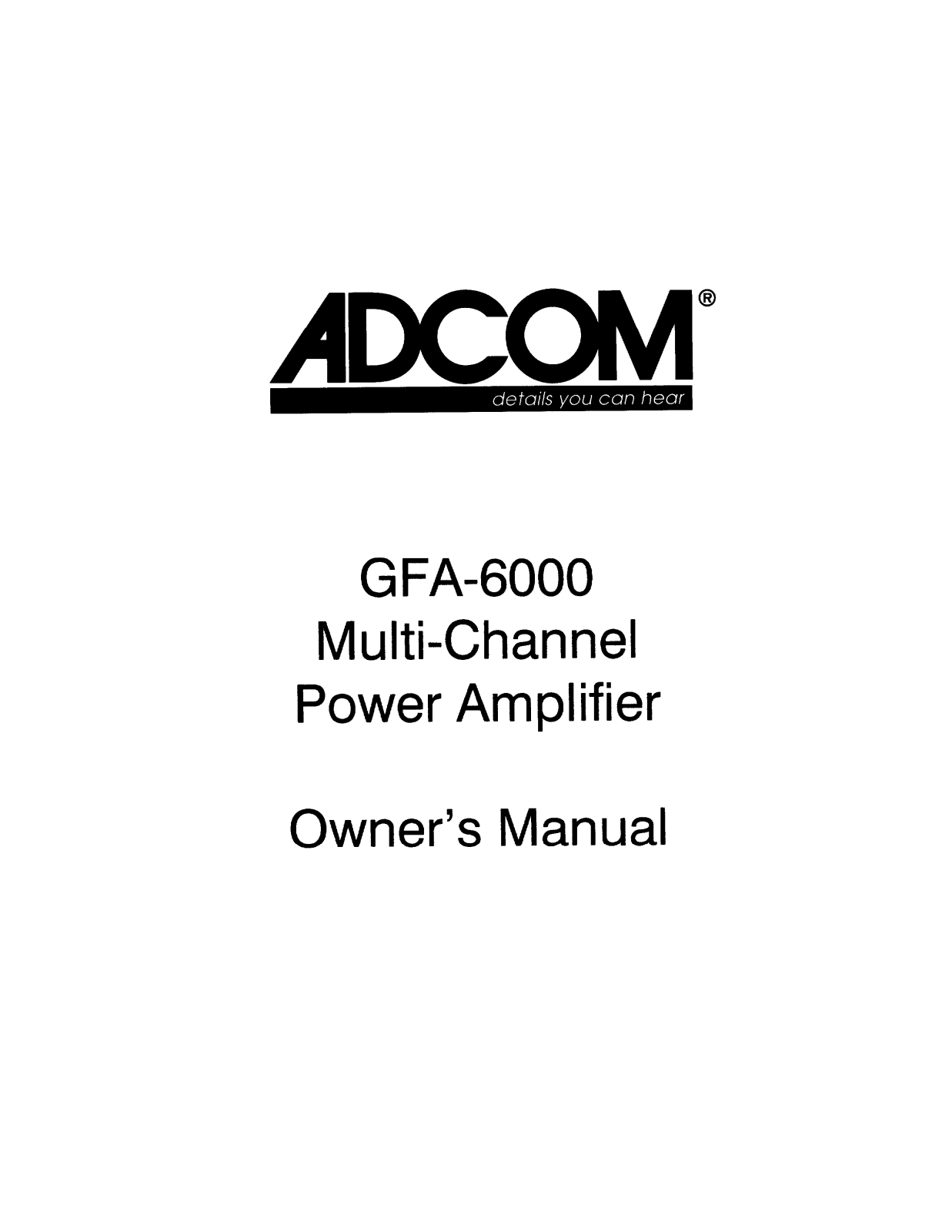 Adcom GFA-6000 User Manual