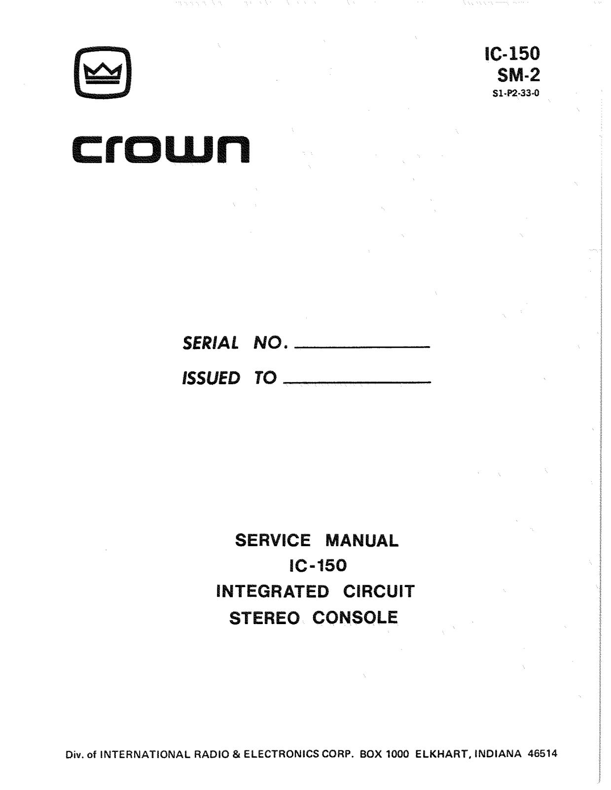 Crown IC-150 Service manual