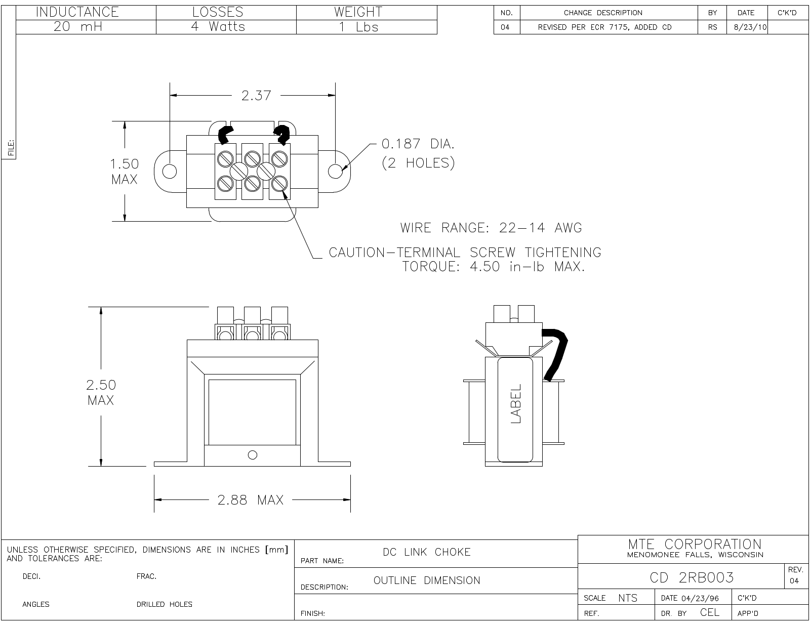 MTE CD 2RB003 CAD Drawings