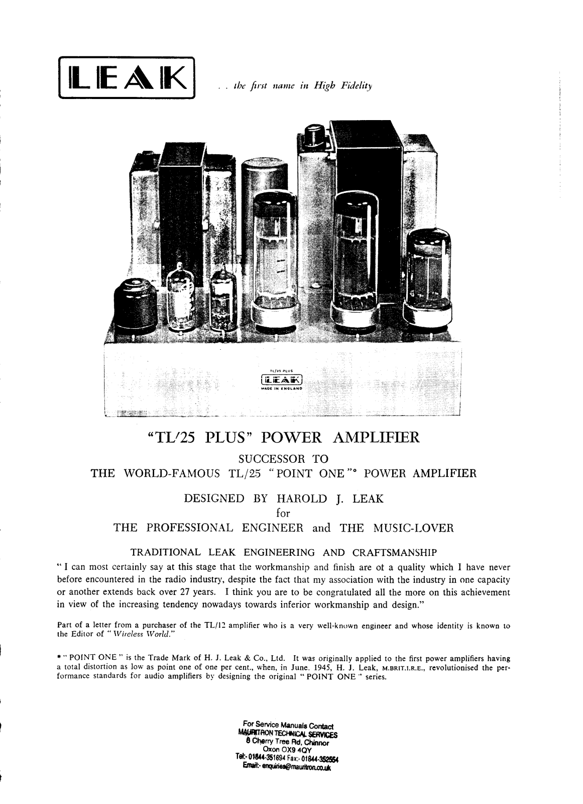 Leak TL-25 Plus Brochure - ManualMachine.com